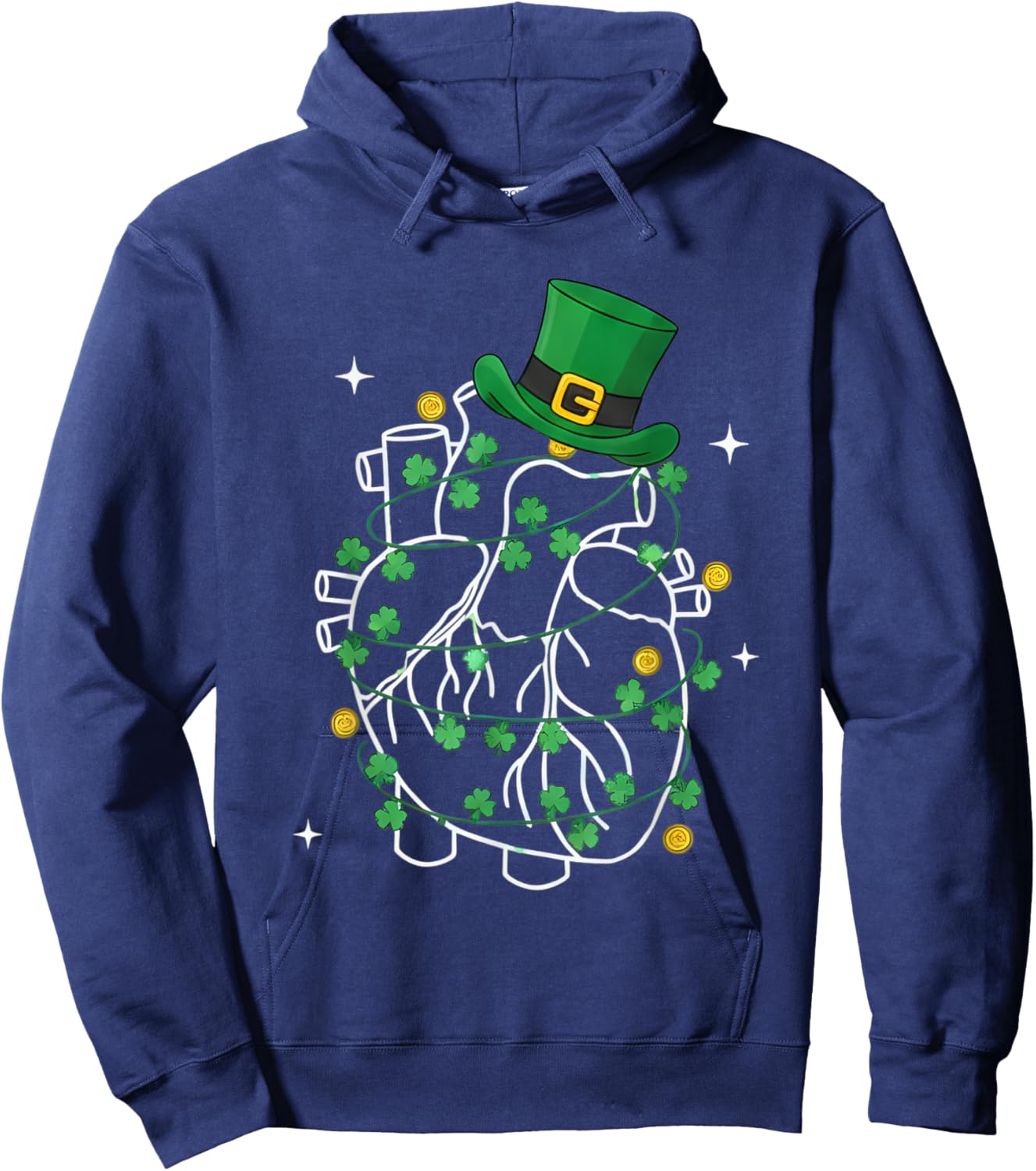 Anatomy Heart Cardiac Nurse St Patricks Day Shamrock Women Hoodie - Hoodie | Navy