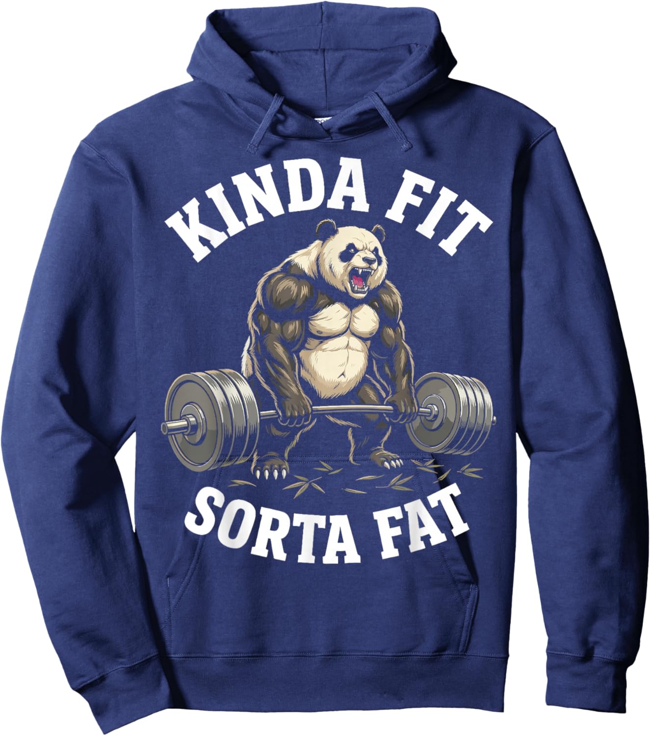 Kinda Fit Sorta Fat Funny Panda Gym Weightlifting Hoodie - Hoodie | Navy