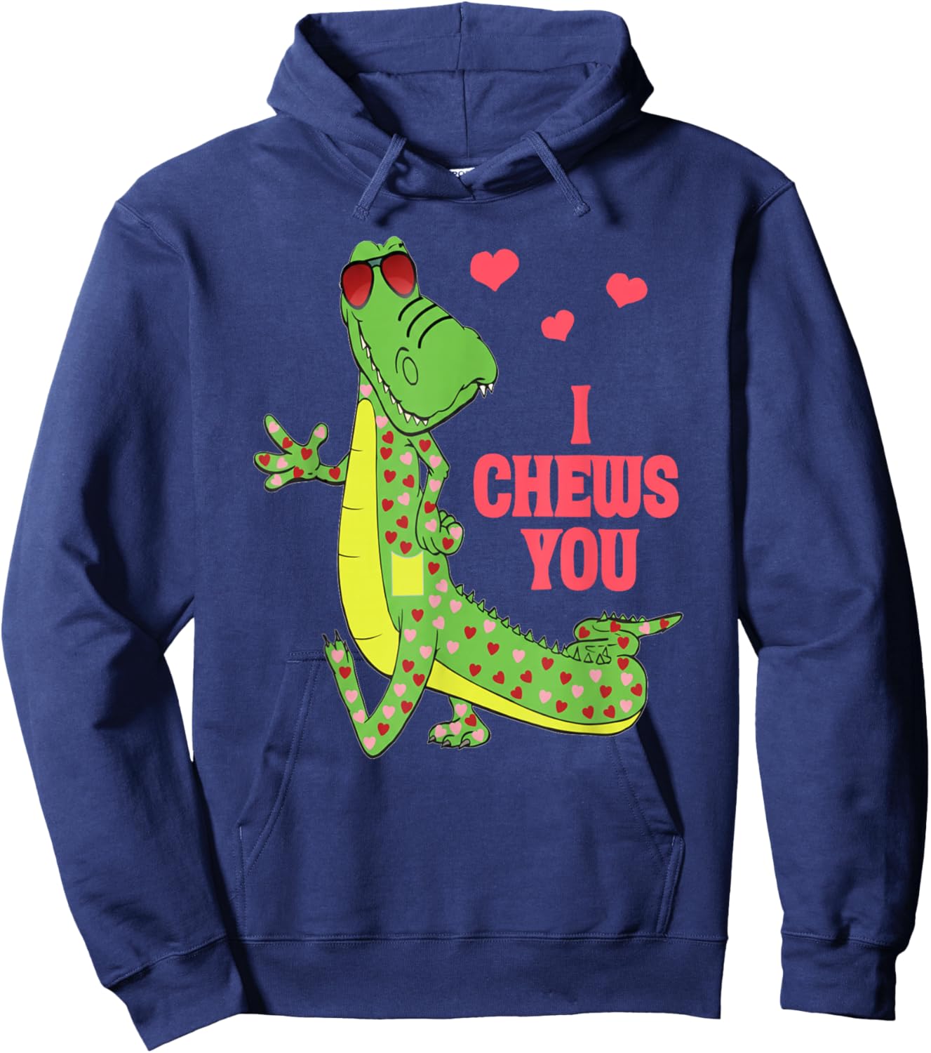 I Chews You Cute Valentine Alligator Love Design Hoodie - Hoodie | Navy
