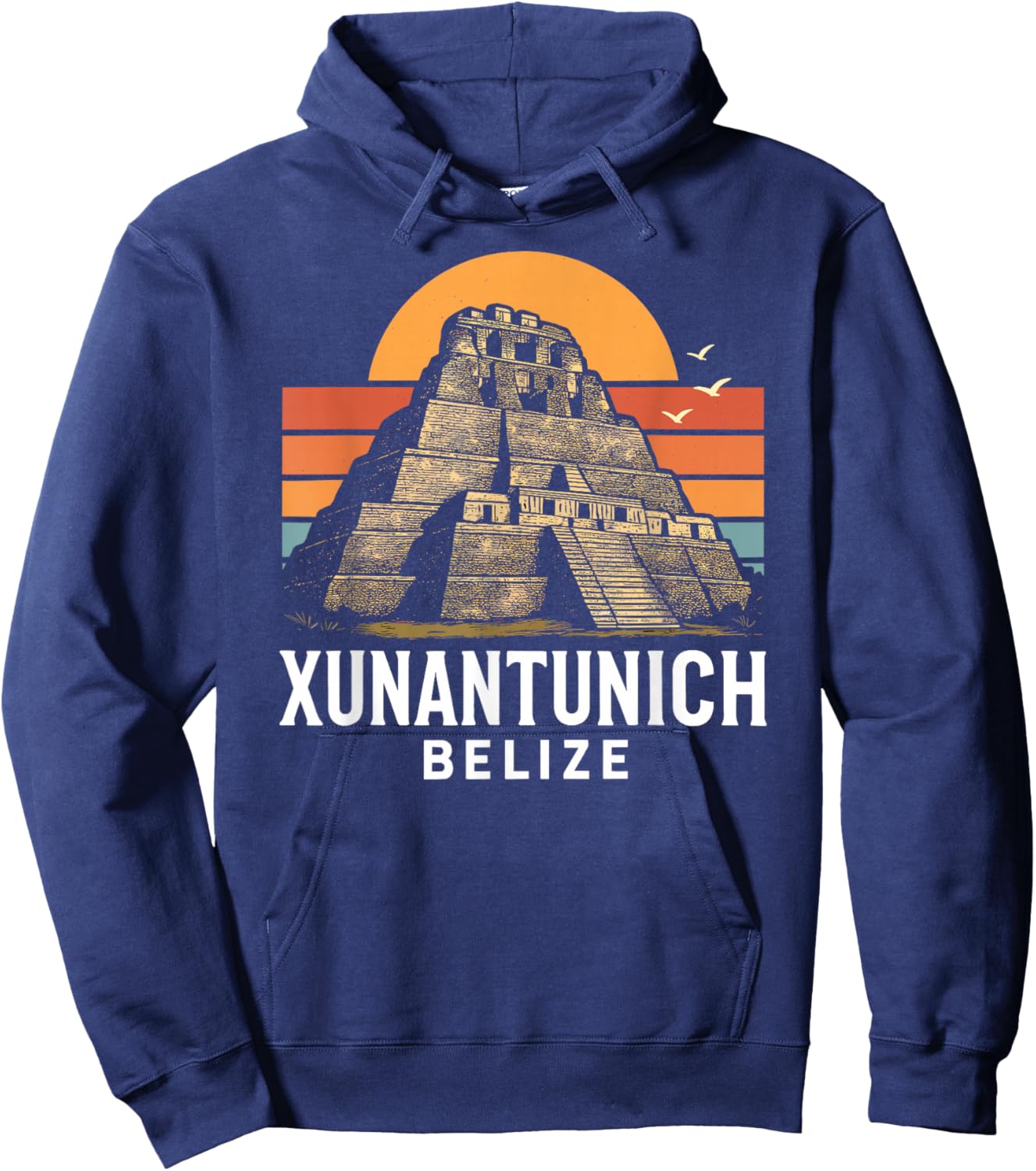 Xunantunich Belize Maya Temple Travel Central America Tikal Hoodie - Hoodie | Navy
