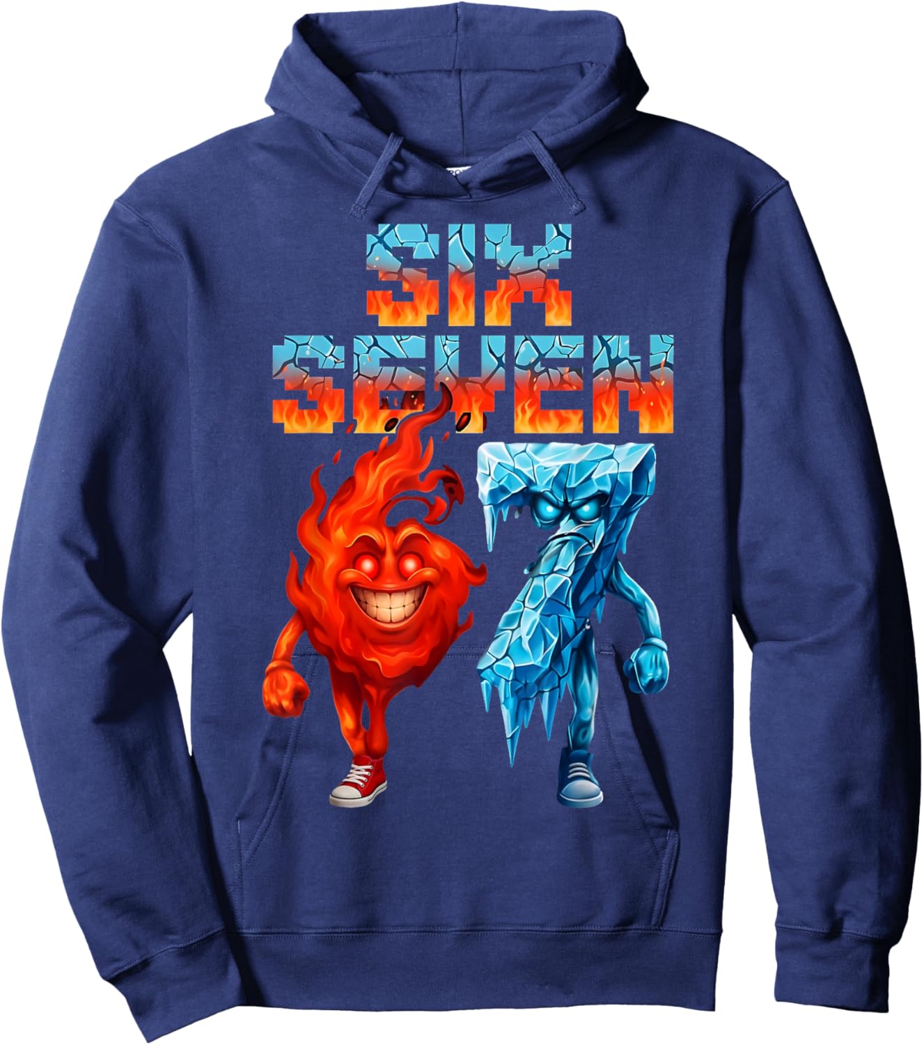Funny Six Seven 67 Brainrot Meme Gift Teen Boys Kids Hoodie - Hoodie | Navy