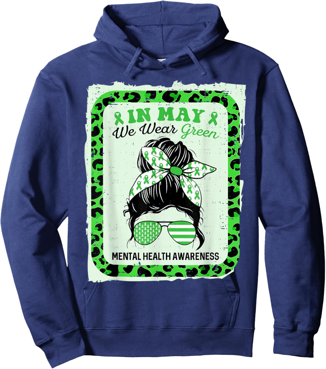 in May We Wear Green for Mental Health Awareness Counselor Hoodie - Hoodie | Navy