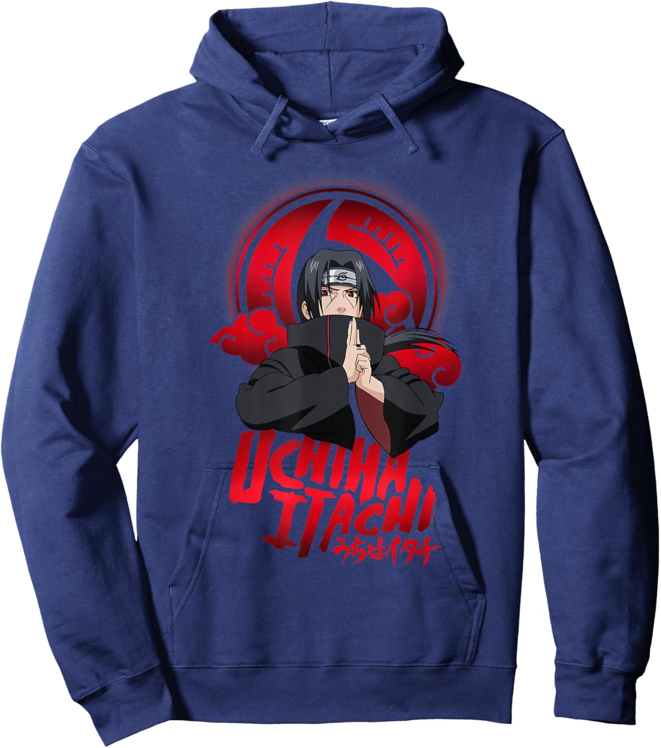 Naruto Uchiha Itachi Sharingan Symbol with Clouds Anime Hoodie - Hoodie | Navy
