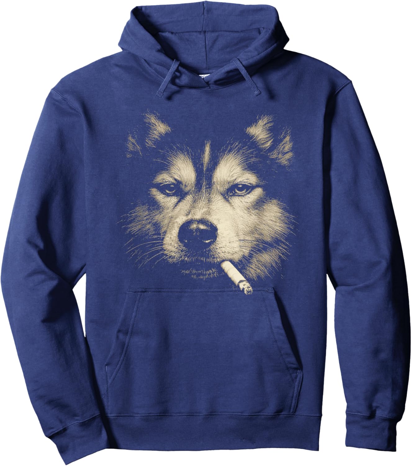 Dog Smoking Cigarette Funny Siberian Husky Meme Hoodie - Hoodie | Navy
