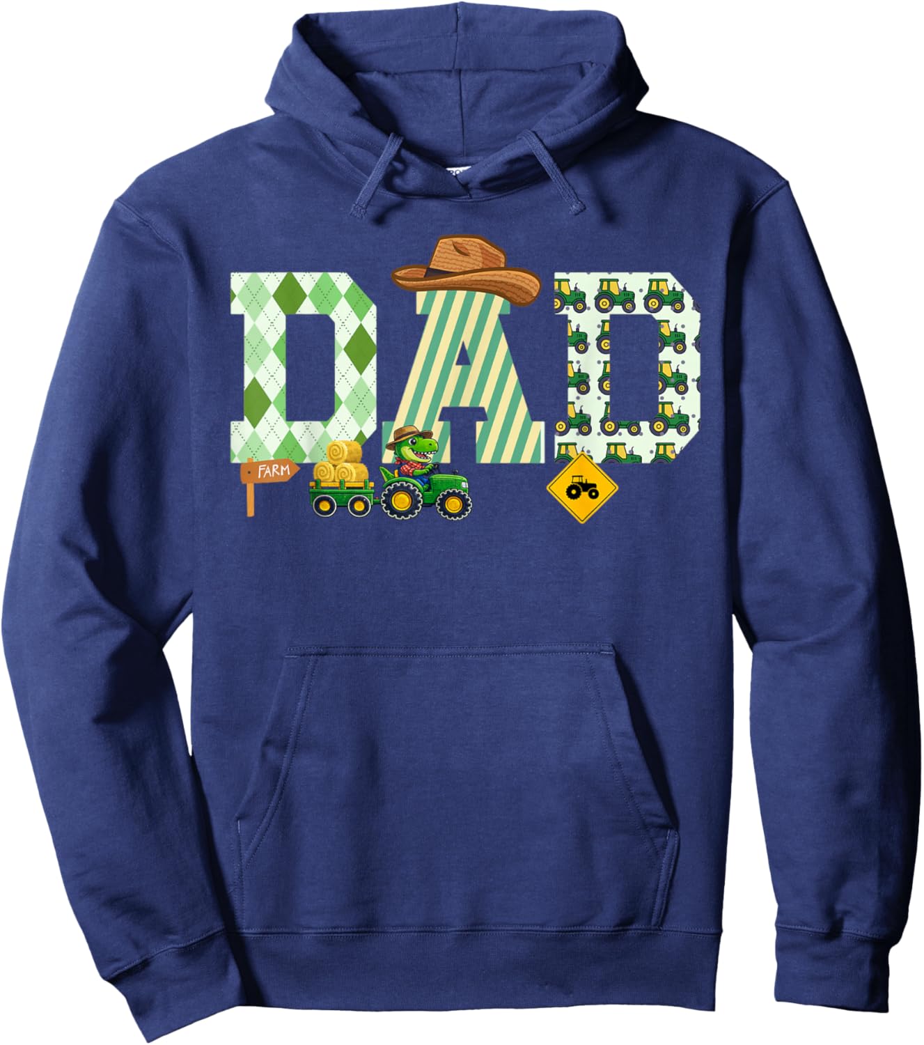 Farm Tractor Dad 1st Birthday Farmer Hoodie - Hoodie | Navy