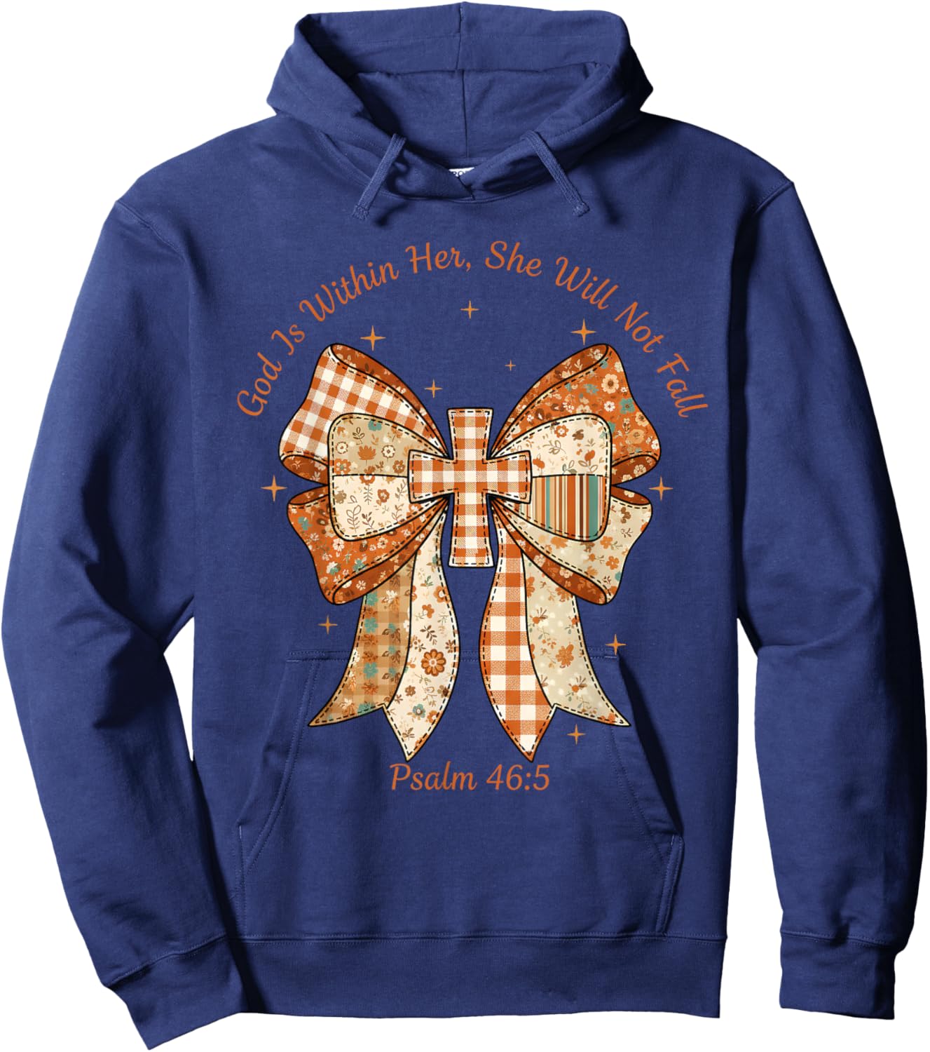 God is Within Her She Will Not Fall Psalm 46:5 Coquette Hoodie - Hoodie | Navy