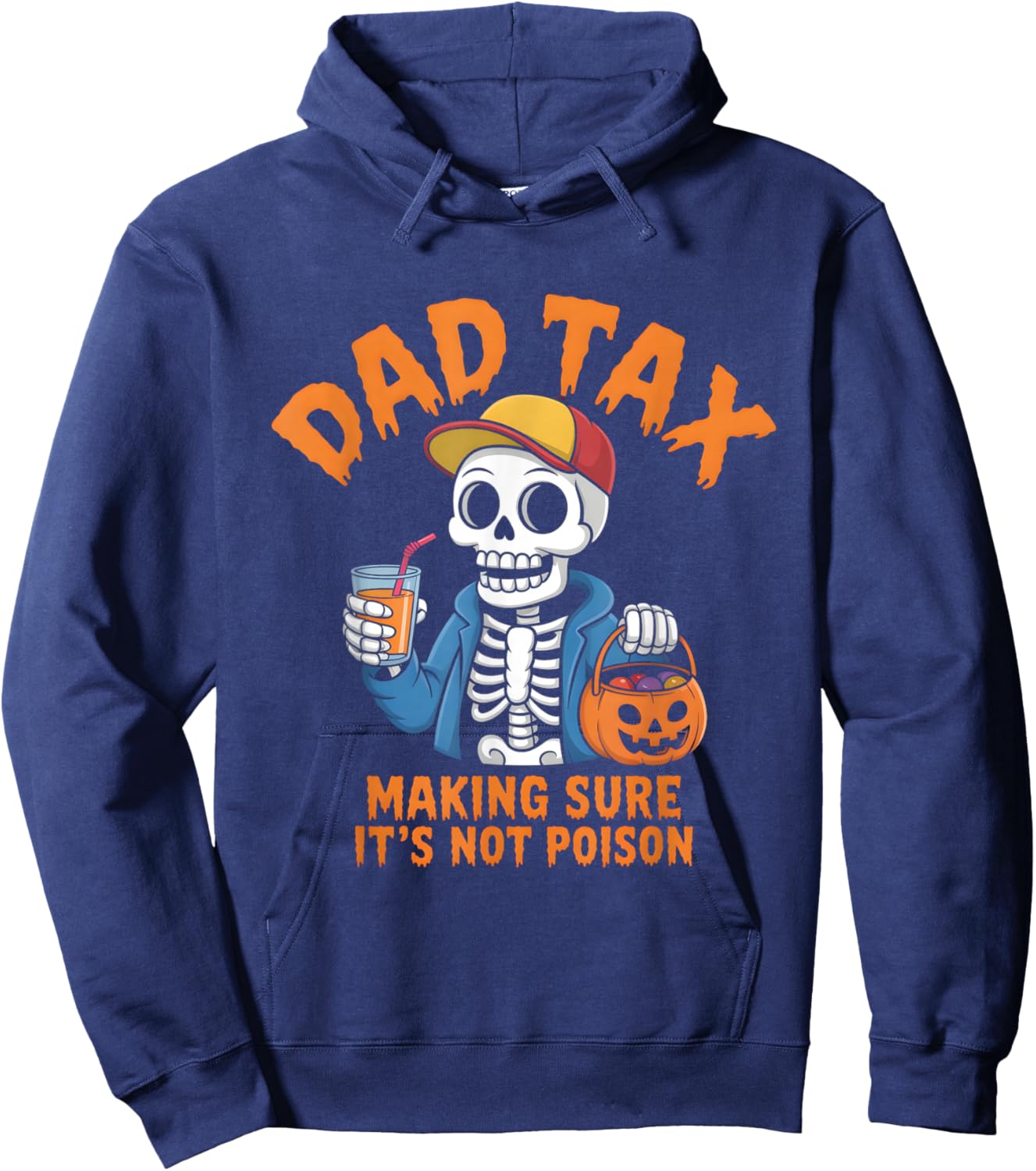 Dad Tax Halloween Pumpkin Candy Funny Skull Men Dad Hoodie - Hoodie | Navy