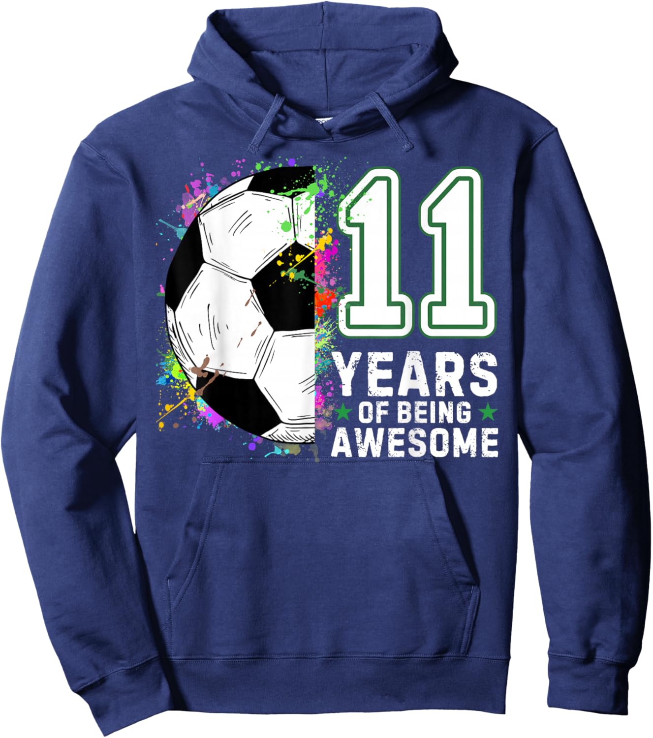 11 Years of Being Awesome Soccer Birthday 11th Hoodie - Hoodie | Navy