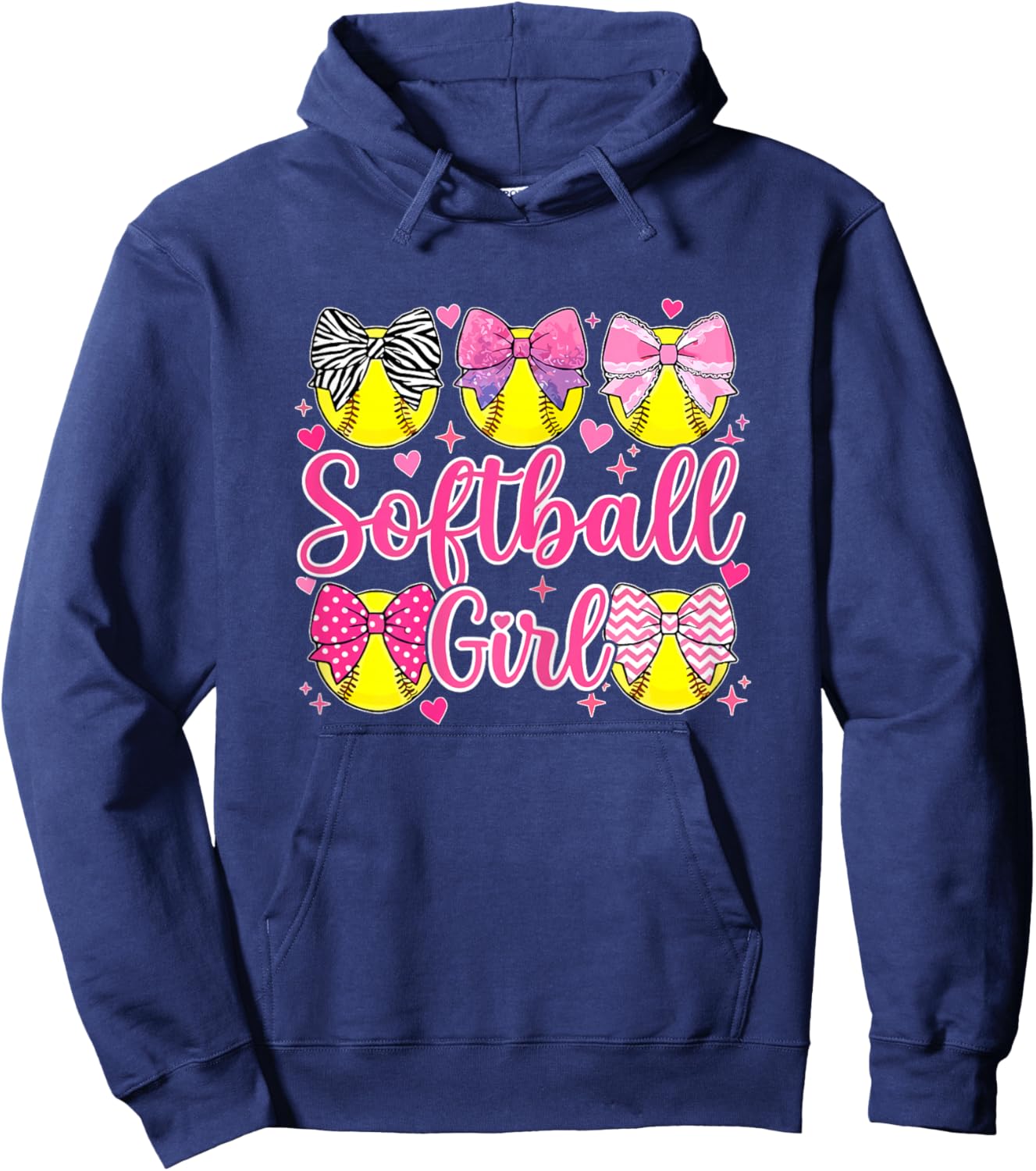 Softball Girl Coquette Bow Hoodie - Hoodie | Navy