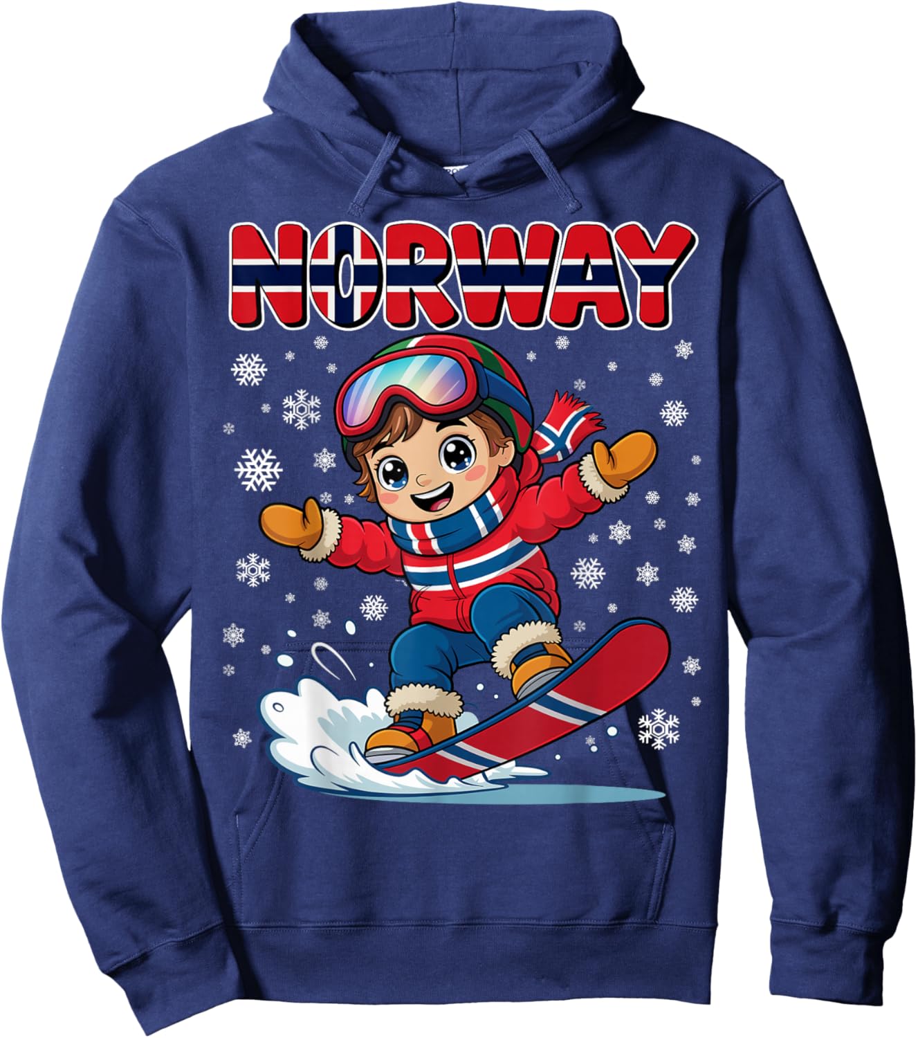 Norway Snowboard Kid Norge Flag for Boys Kids Hoodie - Hoodie | Navy