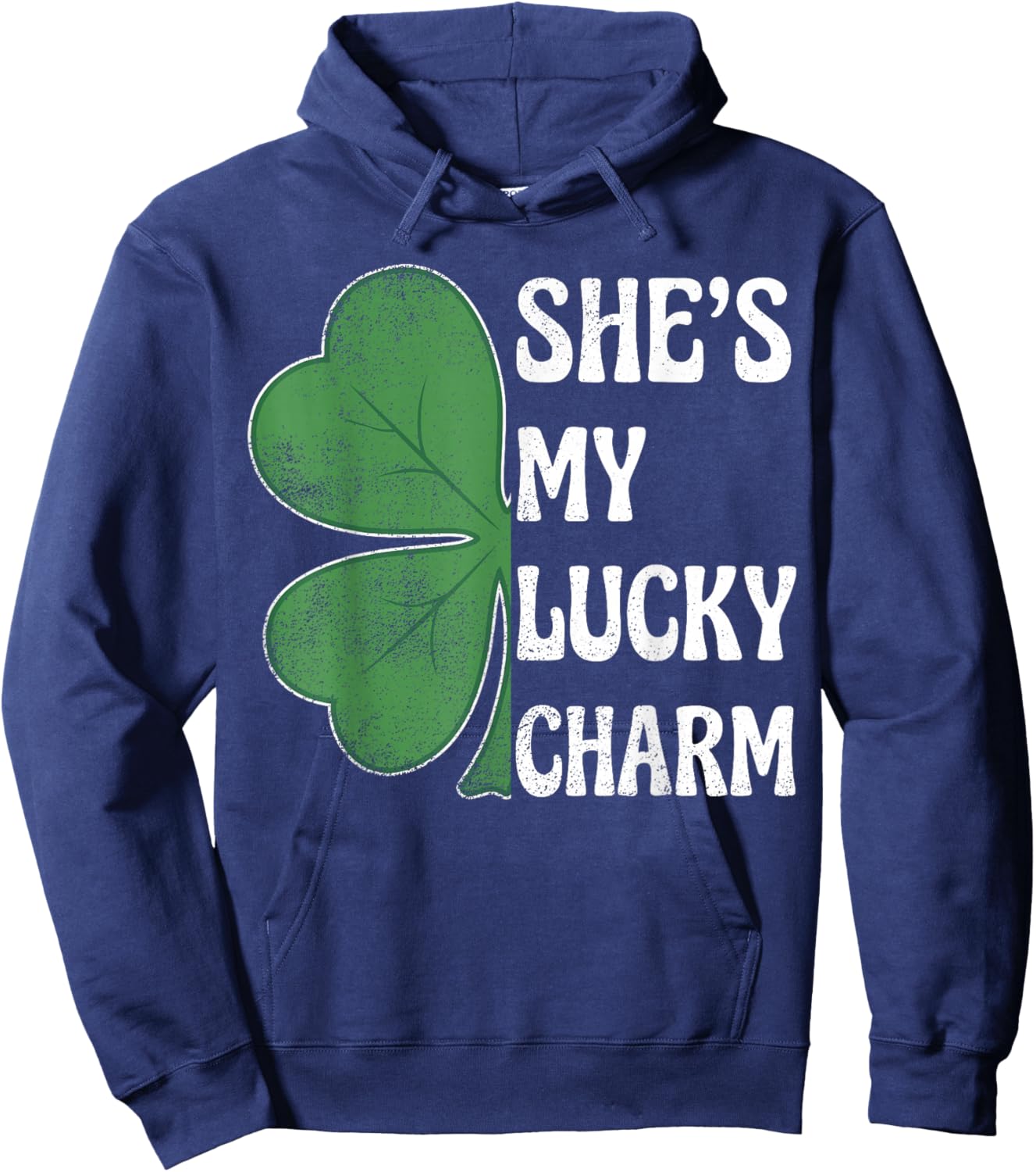 She's My Lucky Charm St Patricks Day Couples Shamrock Hoodie - Hoodie | Navy