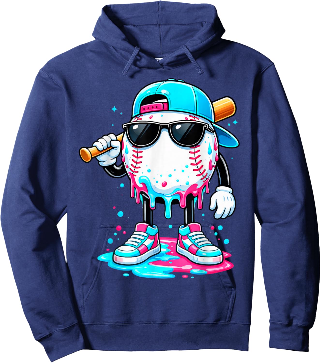 Baseball Drip for Boys Ice Cream Drip Baseball Sport Lover Hoodie - Hoodie | Navy