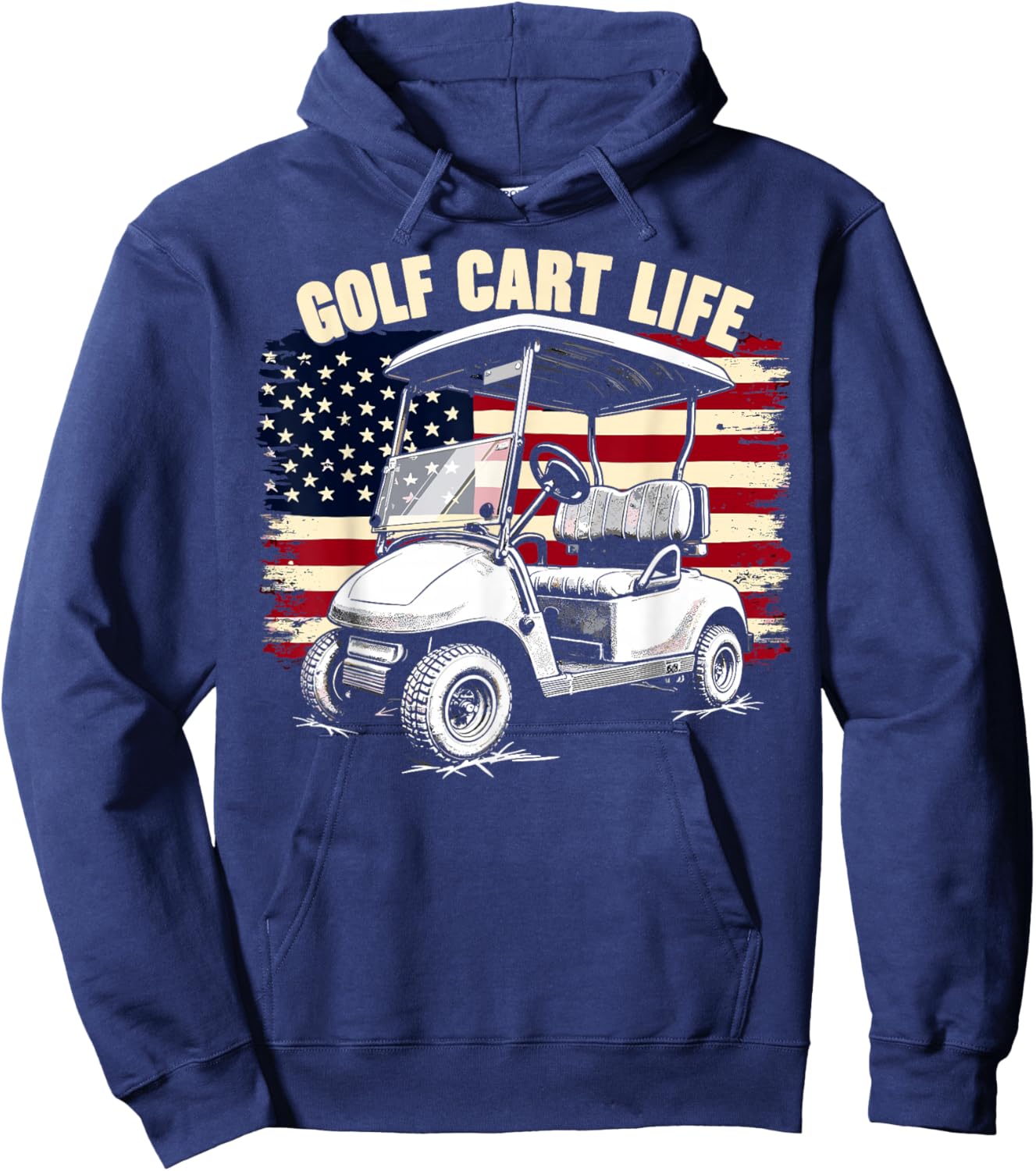 Golf Cart Life US Flag Golfing Golfer Girl Male Golf Player Hoodie - Hoodie | Navy