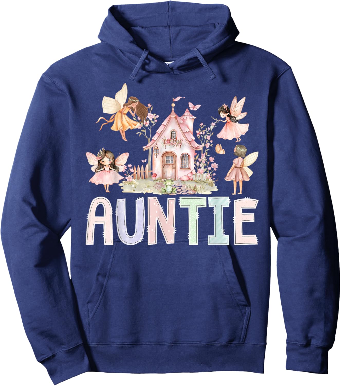 Fairy Auntie Magical Floral Birthday Girl Fairytale Matching Hoodie - Hoodie | Navy