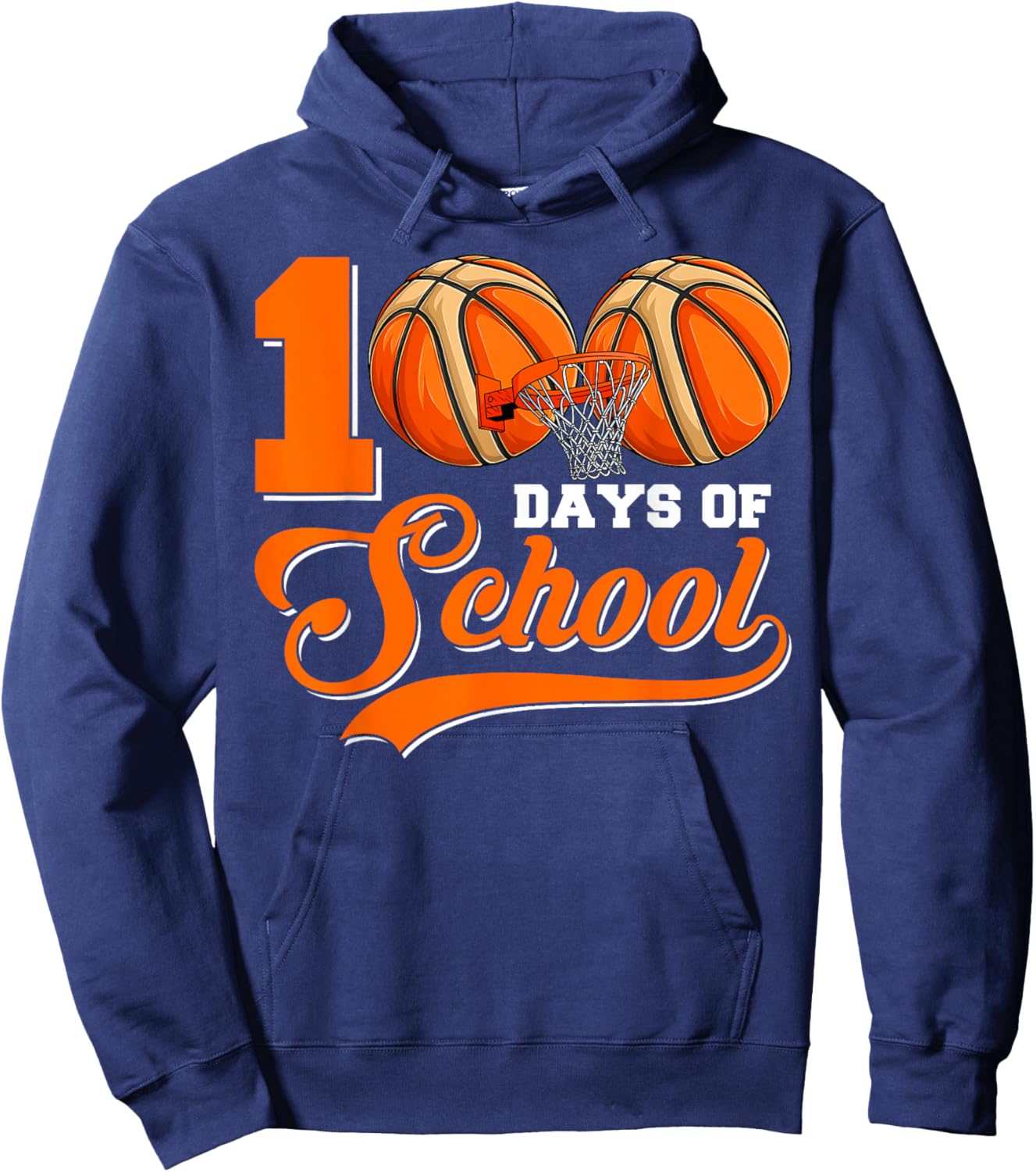 100 Days of School Basketball Happy 100th Day of School Boys Hoodie - Hoodie | Navy