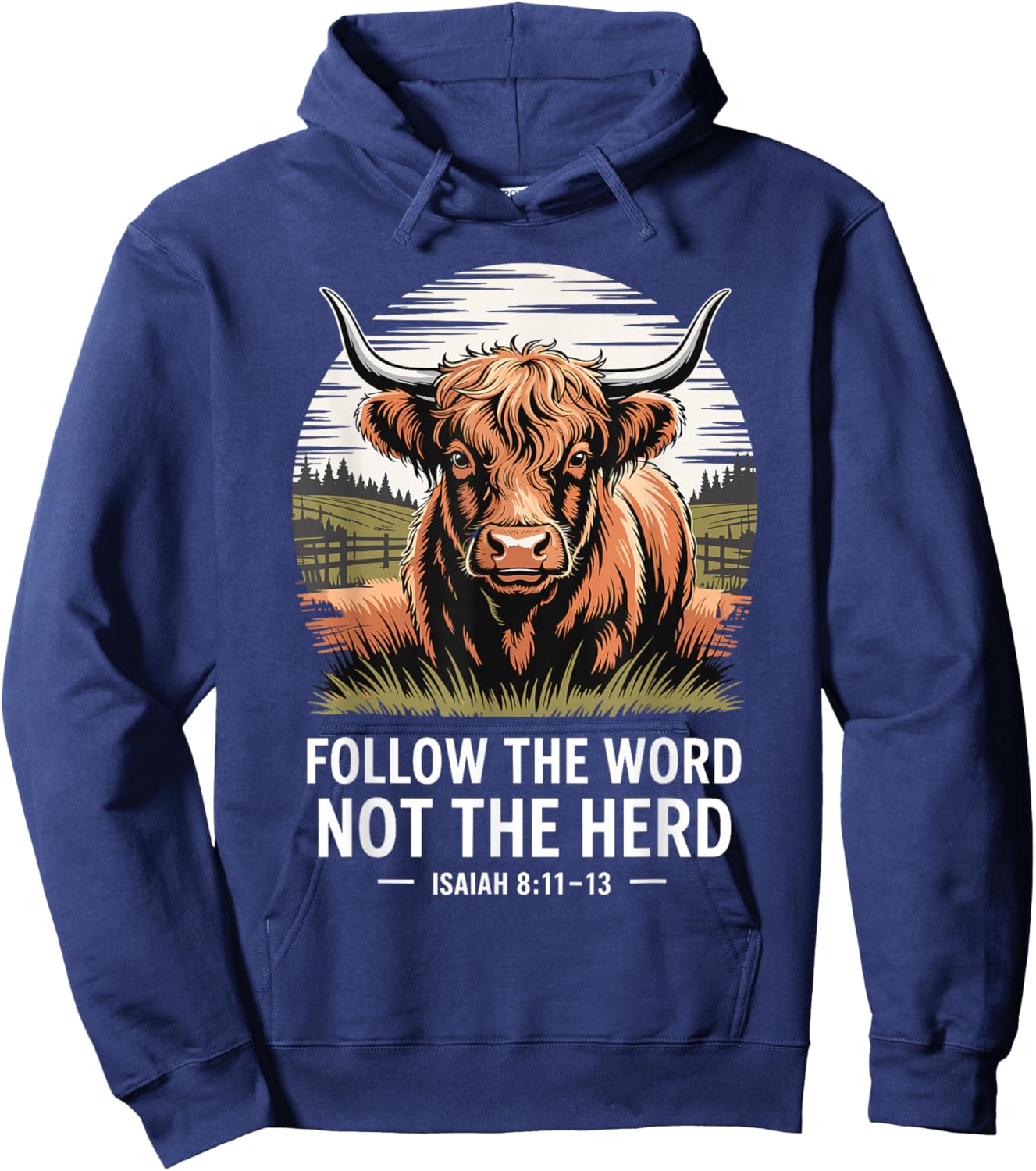 Follow The Word Not The Herd Christian Cow Bible Verse Hoodie - Hoodie | Navy