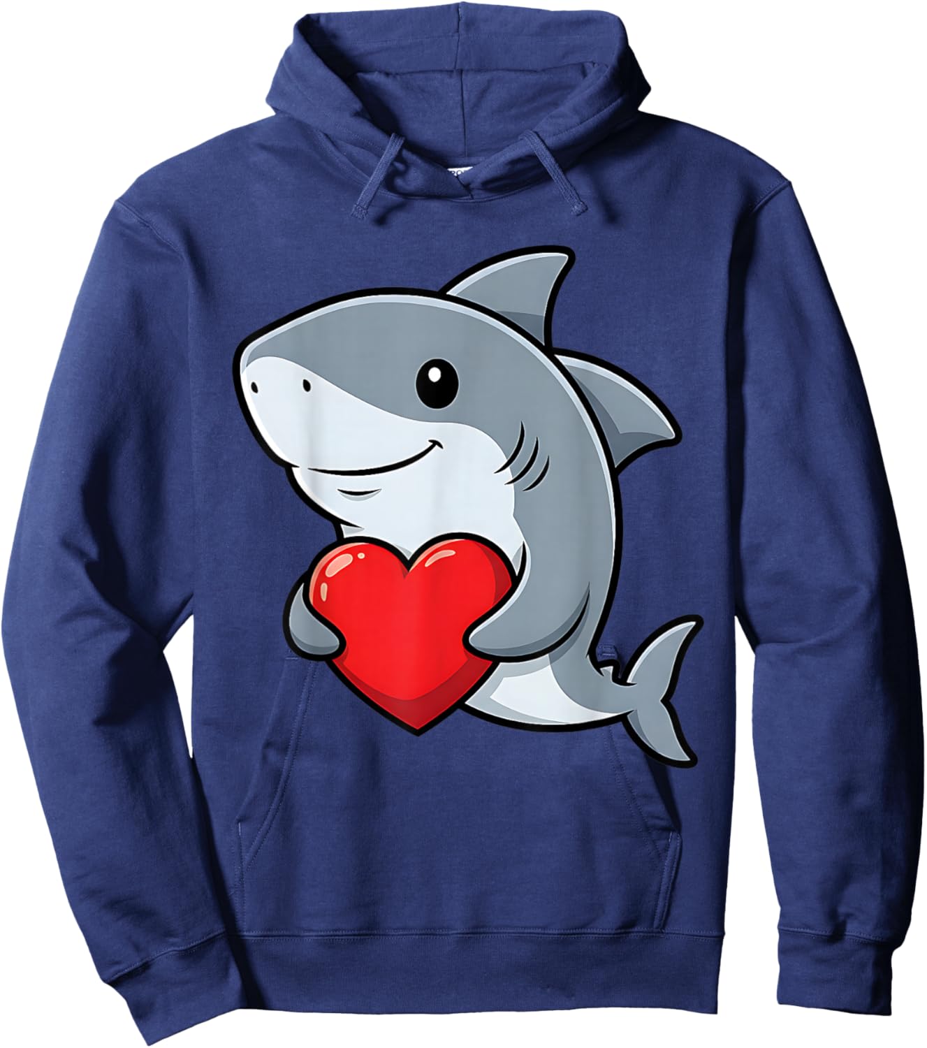 Valentines Day Cute Shark Holding Heart Animal Kids Hoodie - Hoodie | Navy