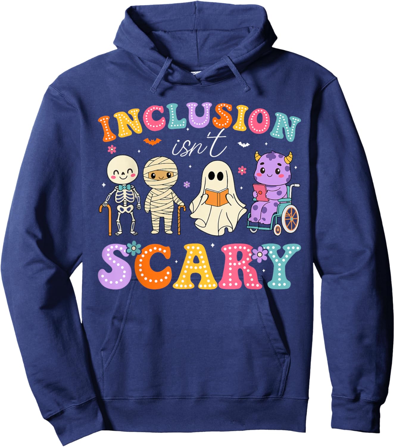 Inclusion Isn't Scary Ghost Funny Halloween SLP Sped Teacher Hoodie - Hoodie | Navy