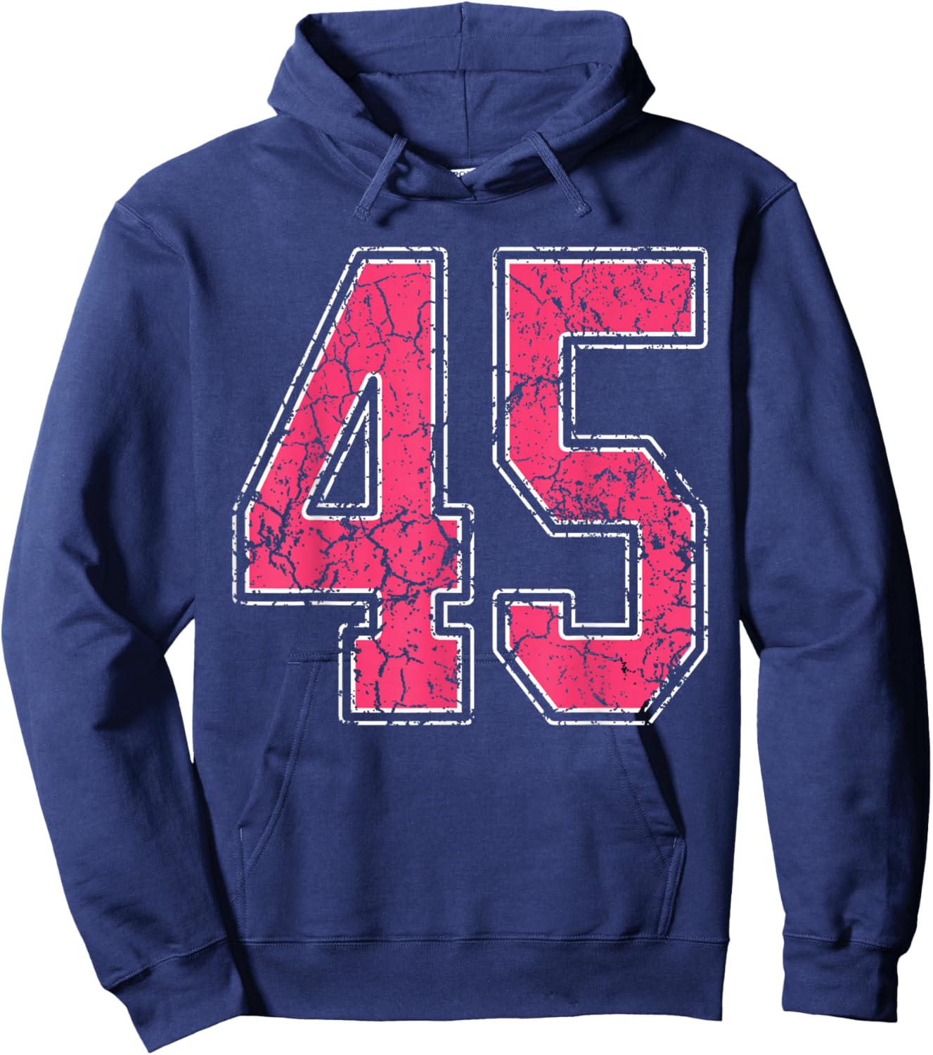 Grunge Pink and White Number 45 Jersey Player Uniform #45 Hoodie - Hoodie | Navy
