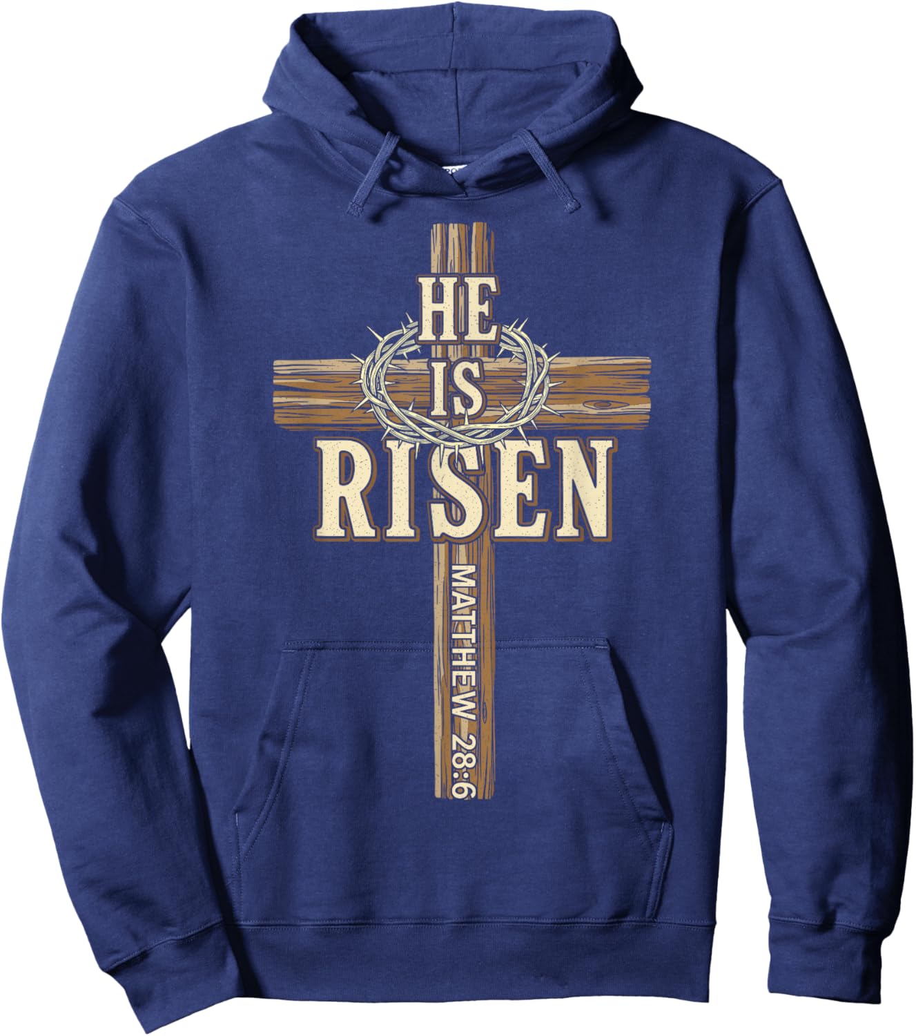 Easter Cross He is Risen Jesus Christian Men Women Boys Kids Hoodie - Hoodie | Navy
