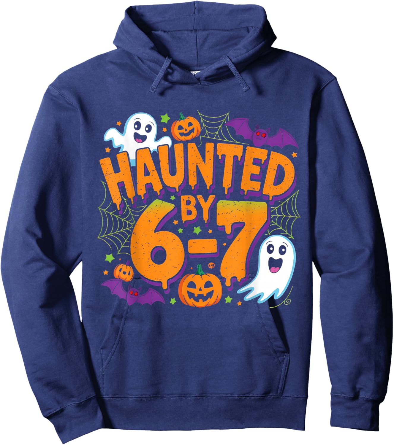 Haunted by 6-7 Halloween Funny Ghosts and Spiders Boy Girl Hoodie - Hoodie | Navy