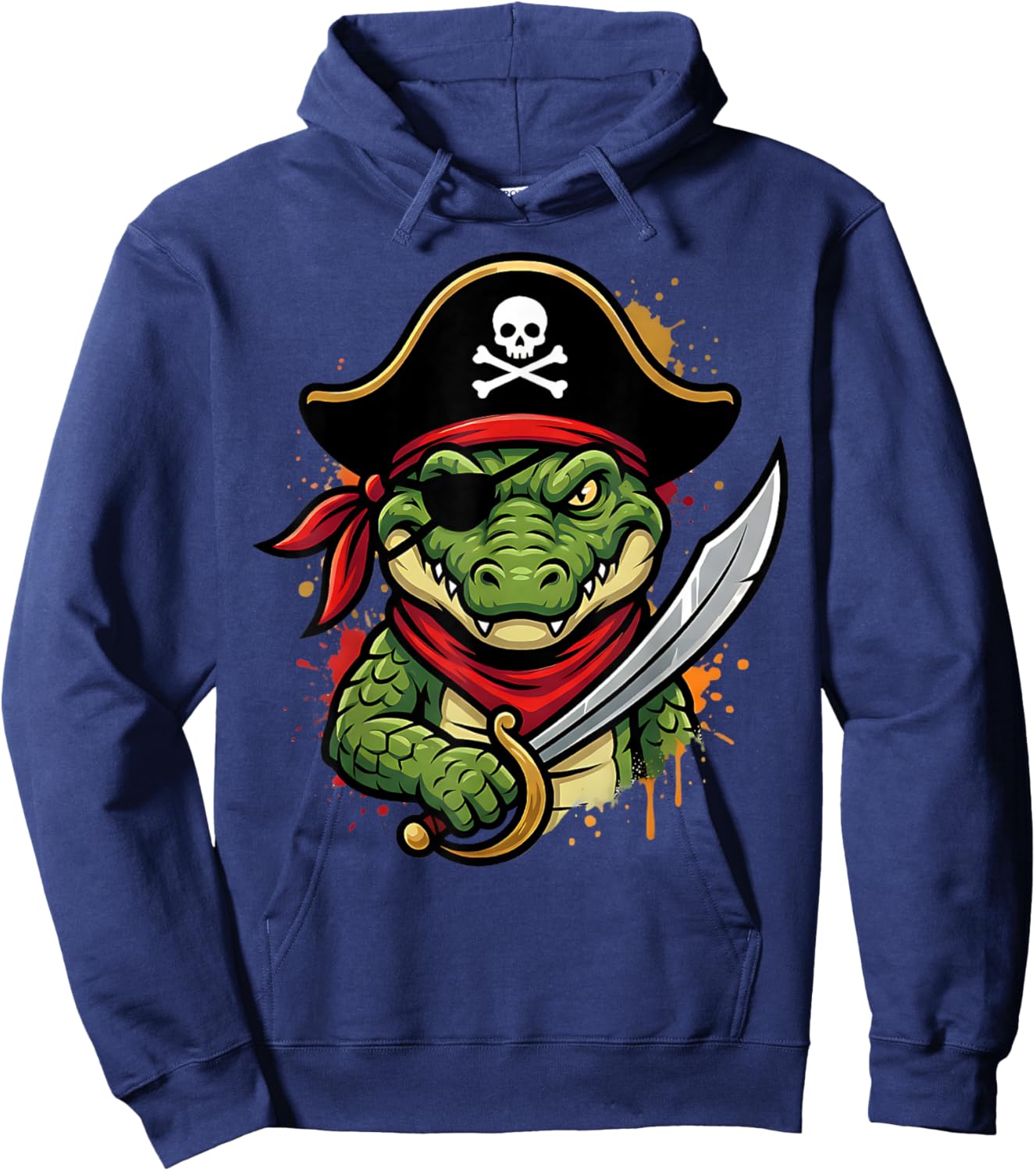 Funny Pirate Alligator Halloween Costume Men Women Boys Hoodie - Hoodie | Navy