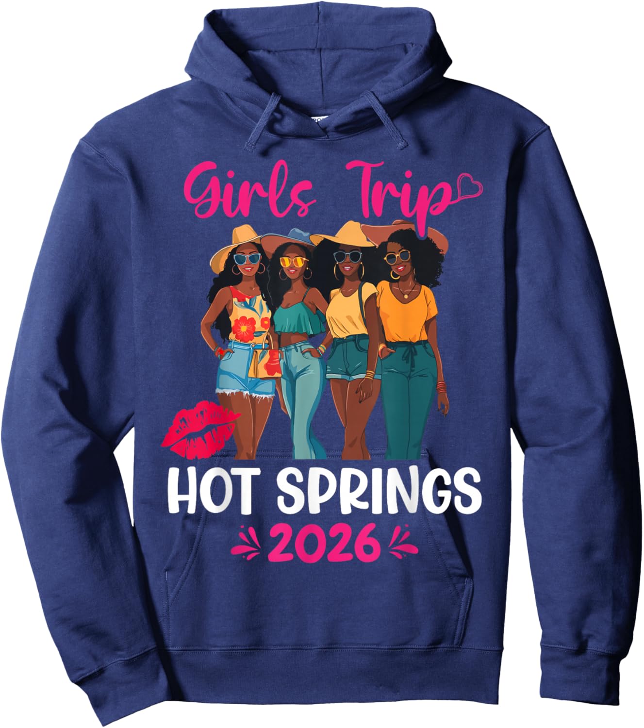Black Girls Trip Hot Springs 2026 Vacation Matching Hoodie - Hoodie | Navy