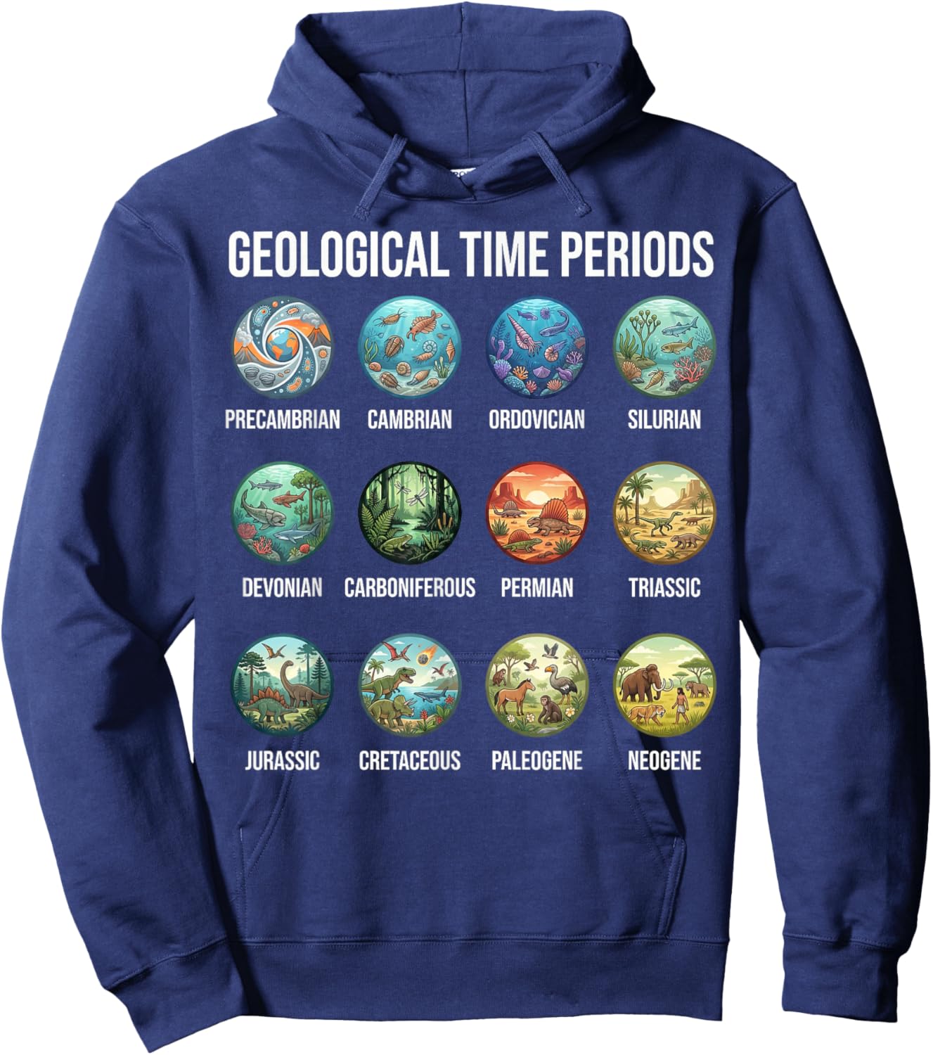 Geological Time Periods Chart Paleontology & Earth History Hoodie - Hoodie | Navy