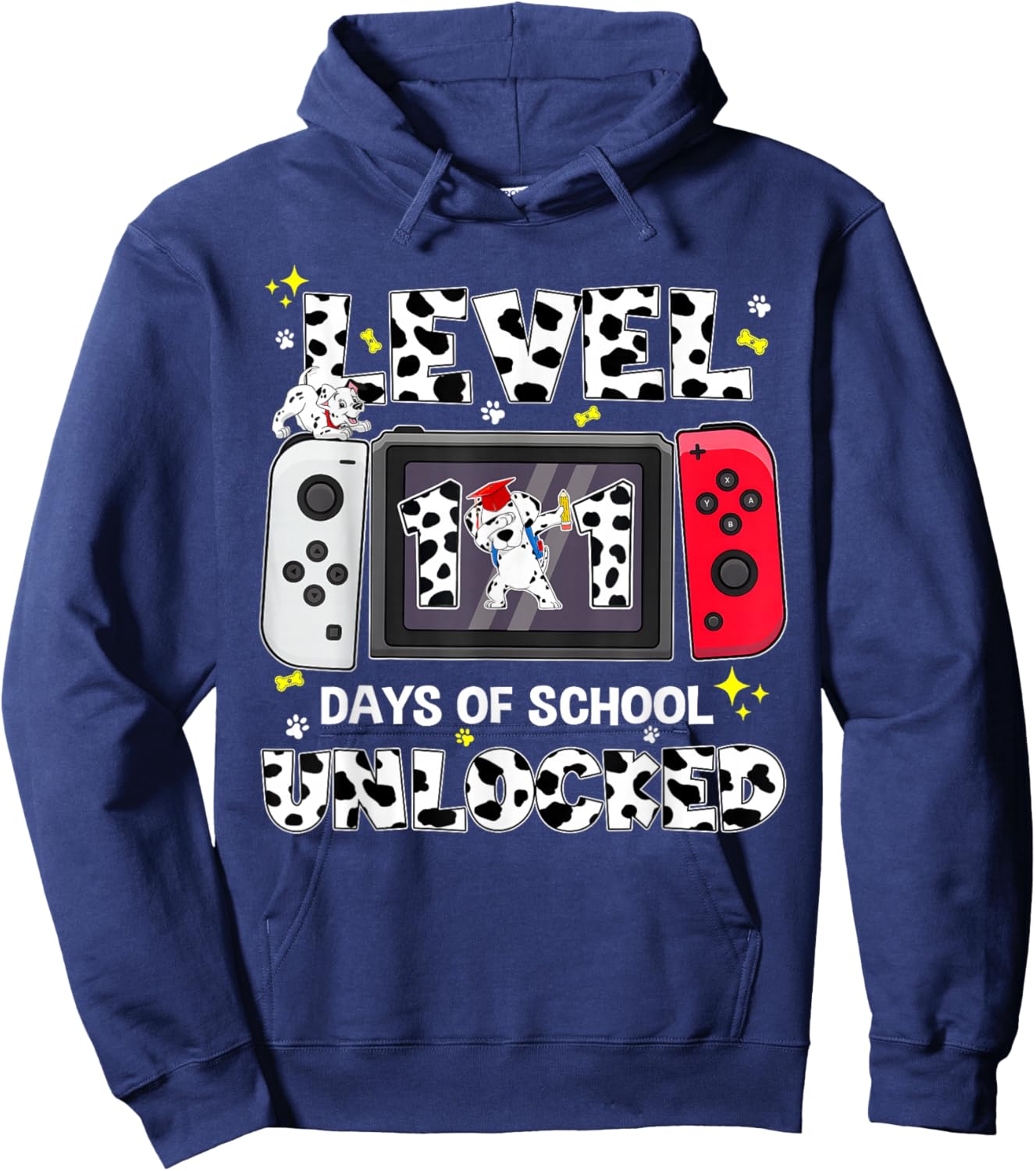 Level Unlocked 100 Days of School 101 Days Game Controller Hoodie - Hoodie | Navy