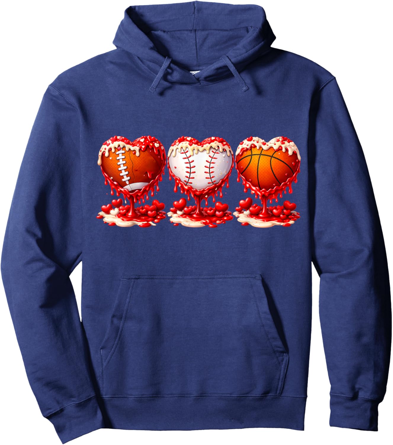 Drip Valentines Day Basketball Baseball Football Boy Men Kid Hoodie - Hoodie | Navy