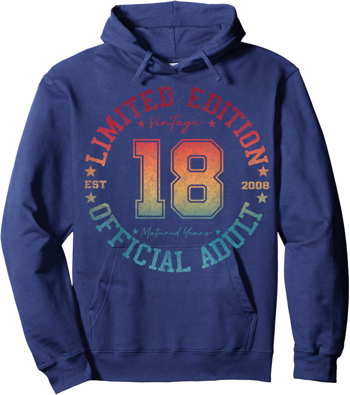 Official Adult 18 Year Old Gifts Vintage 2008 Boy Girl Hoodie - Hoodie | Navy