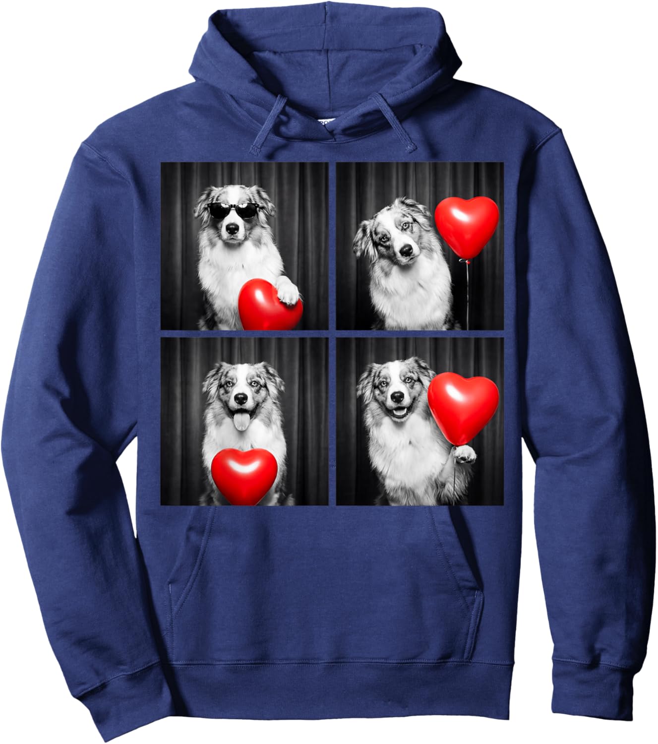 Australian Shepherd Photobooth Aussie Dog Design Valentines Hoodie - Hoodie | Navy