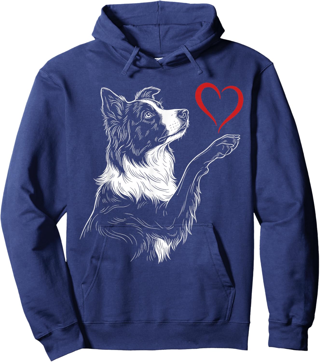 Border Collie Lover Dog Art Holding Heart Valentines Hoodie - Hoodie | Navy