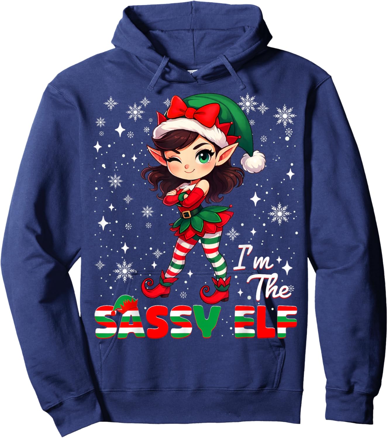 Im The Sassy Elf Cute Snowflake Christmas Xmas Girl Women Hoodie - Hoodie | Navy
