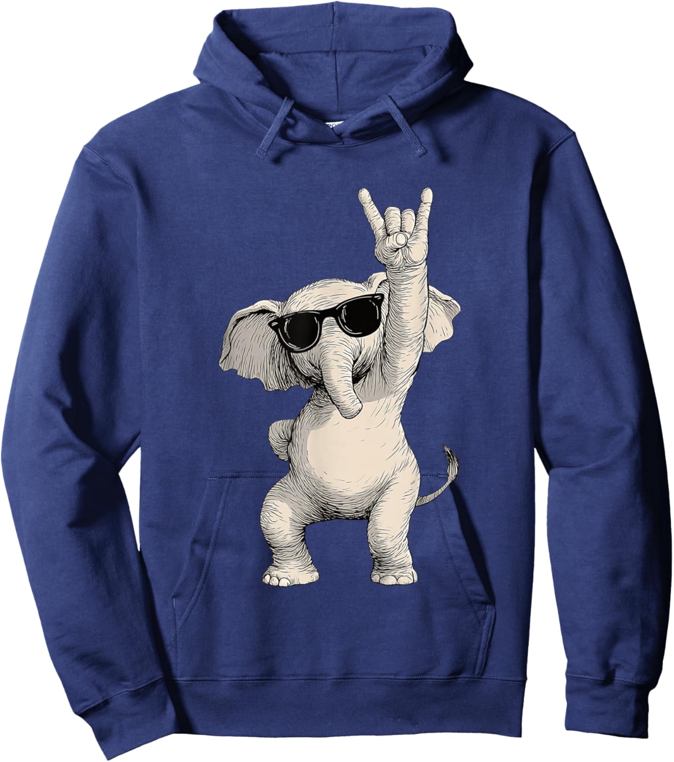 Elephant Rock On Gesture Sunglasses Fun Hoodie - Hoodie | Navy