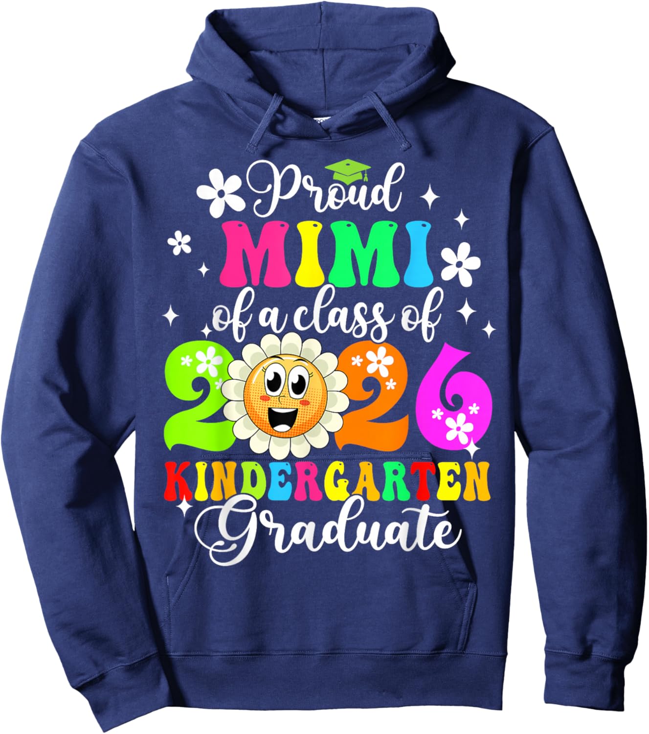 Proud Mimi of 2026 Graduate Kindergarten Graduation Floral Hoodie - Hoodie | Navy