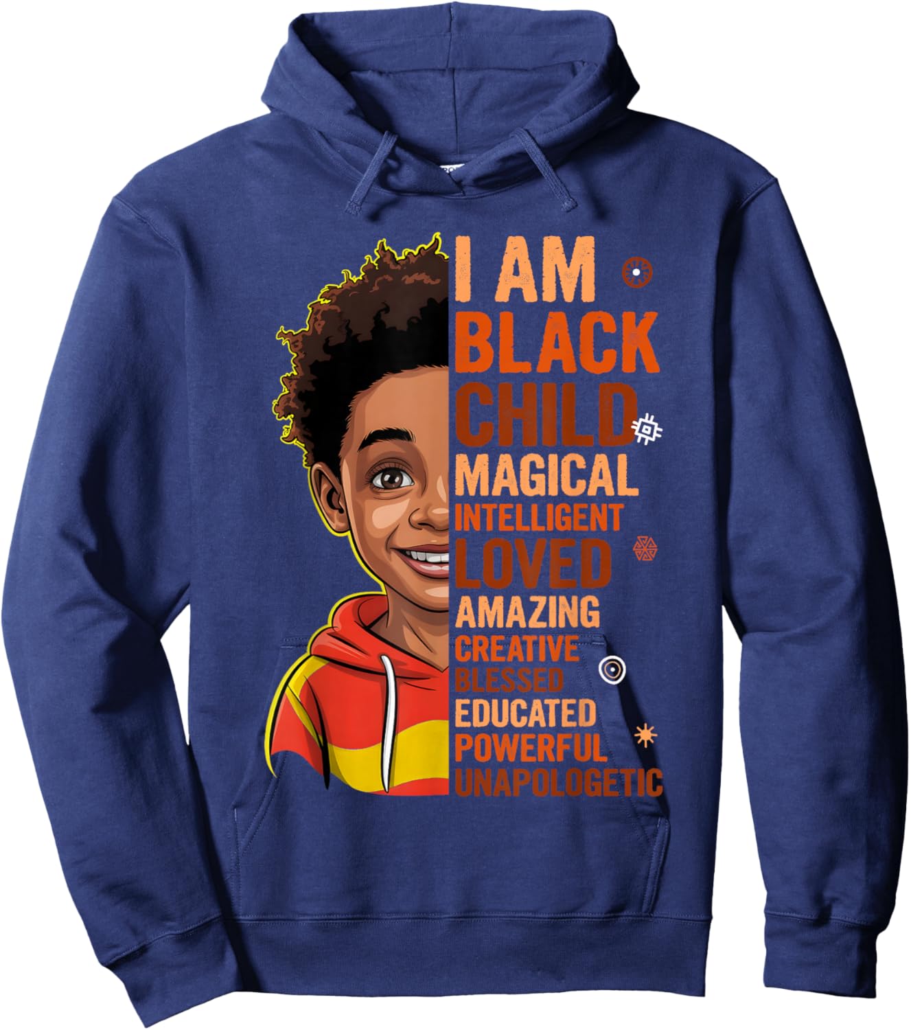 I Am Black History Month African American Kids Boys Teens Hoodie - Hoodie | Navy