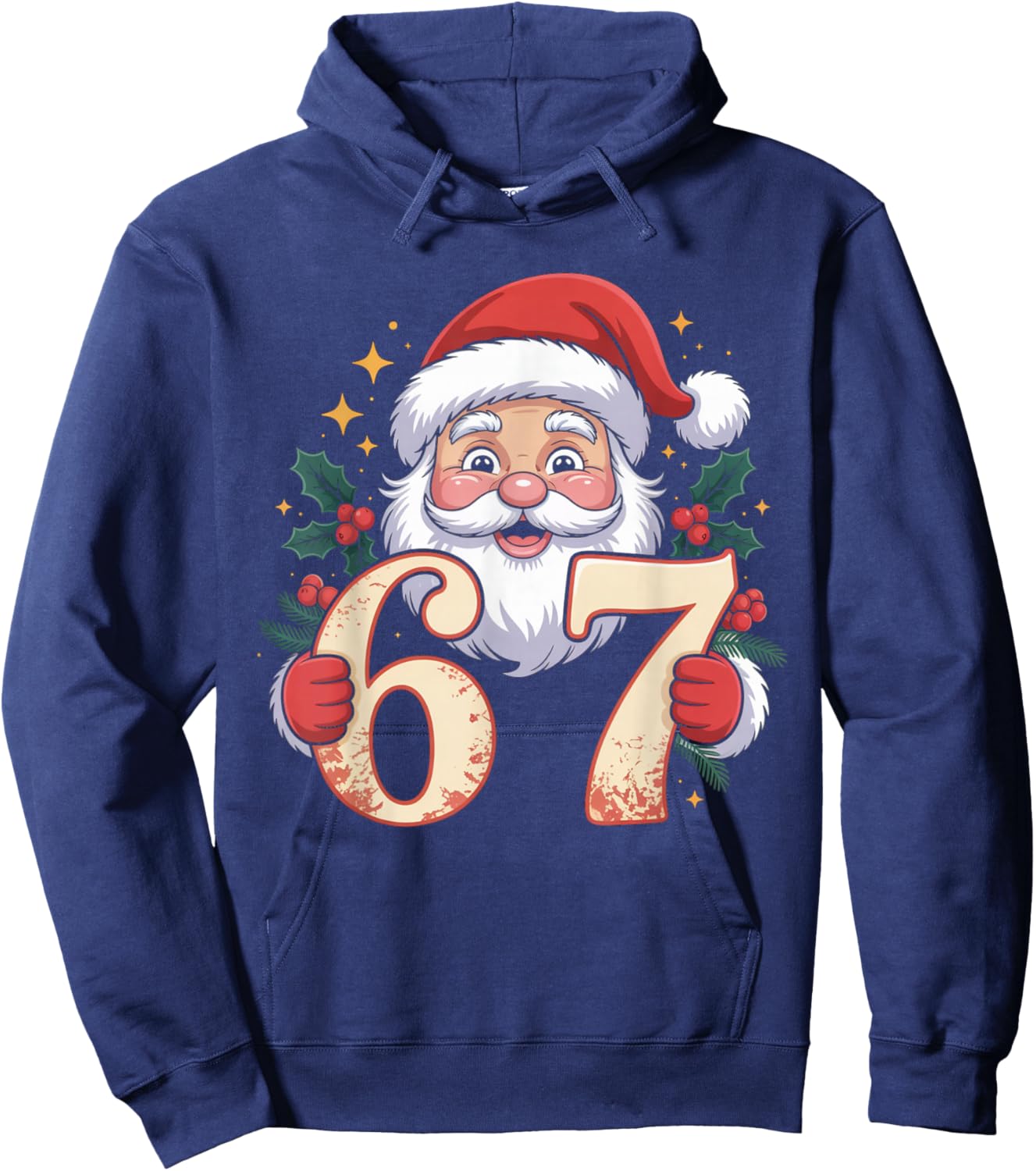 Christmas Six Seven Funny Xmas 67 Ugly Sweater 6-7 Santa Hoodie - Hoodie | Navy