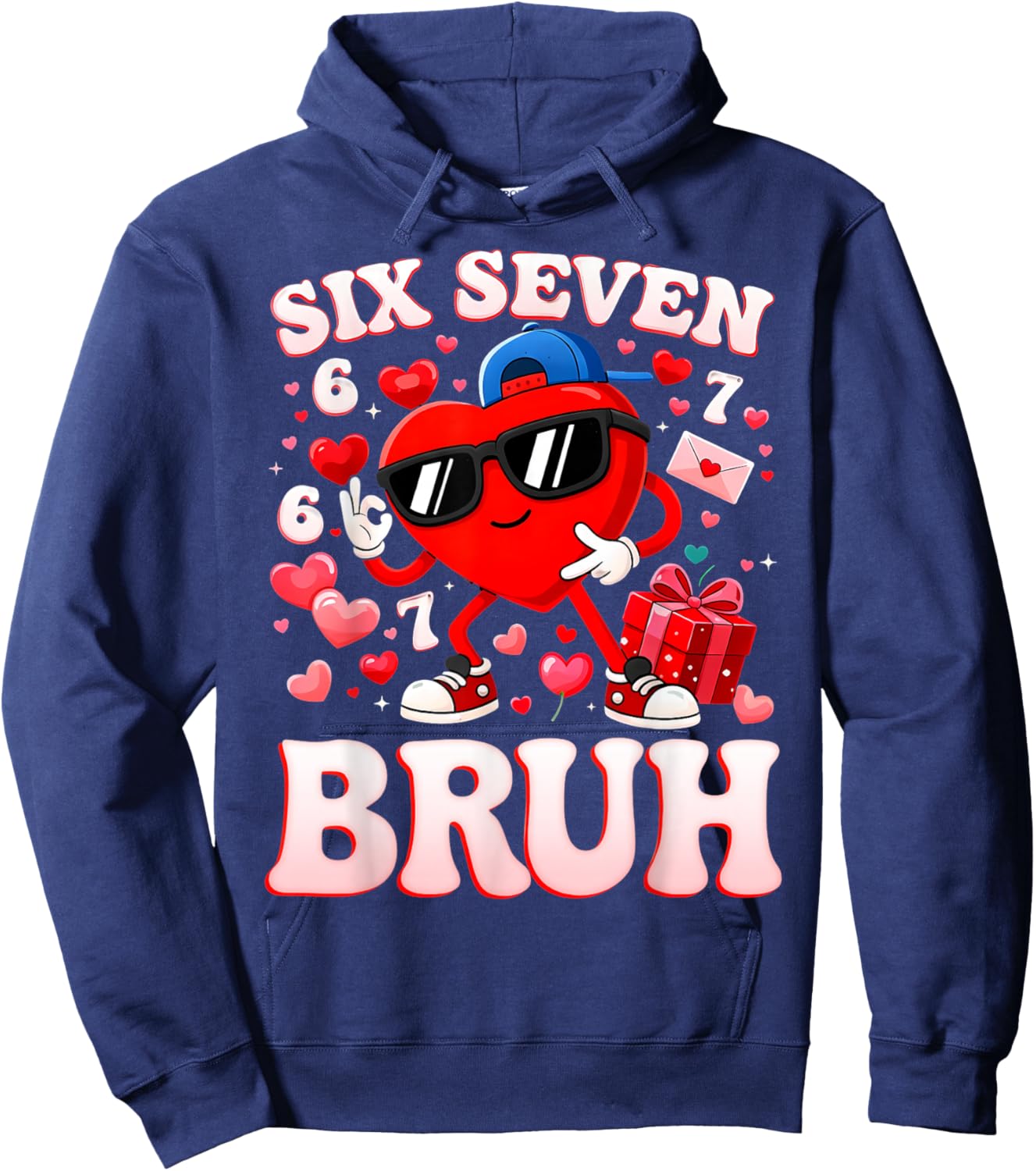67 Valentine Six Seven Bruh Funny Boys Girls Hoodie - Hoodie | Navy