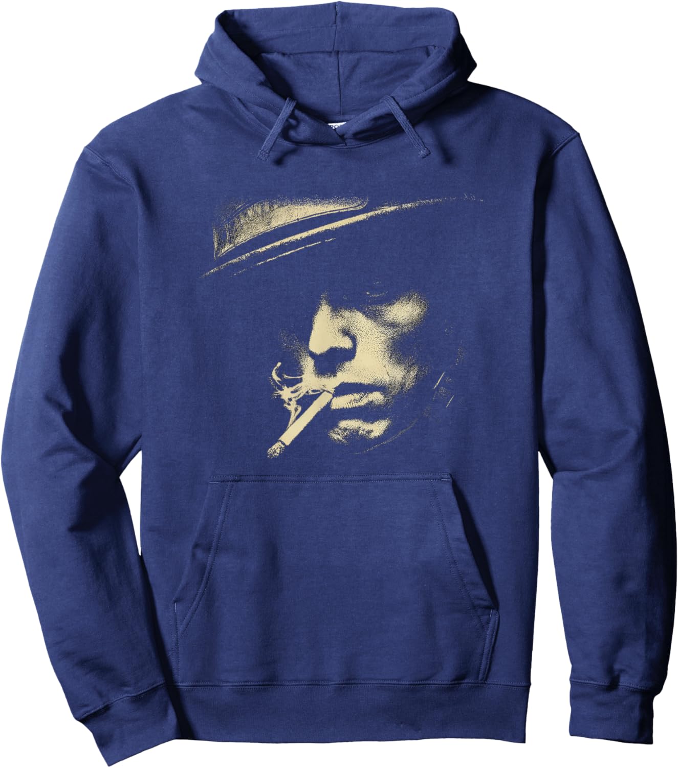 Smoking Man with Hat Noir Gangster Style Hoodie - Hoodie | Navy