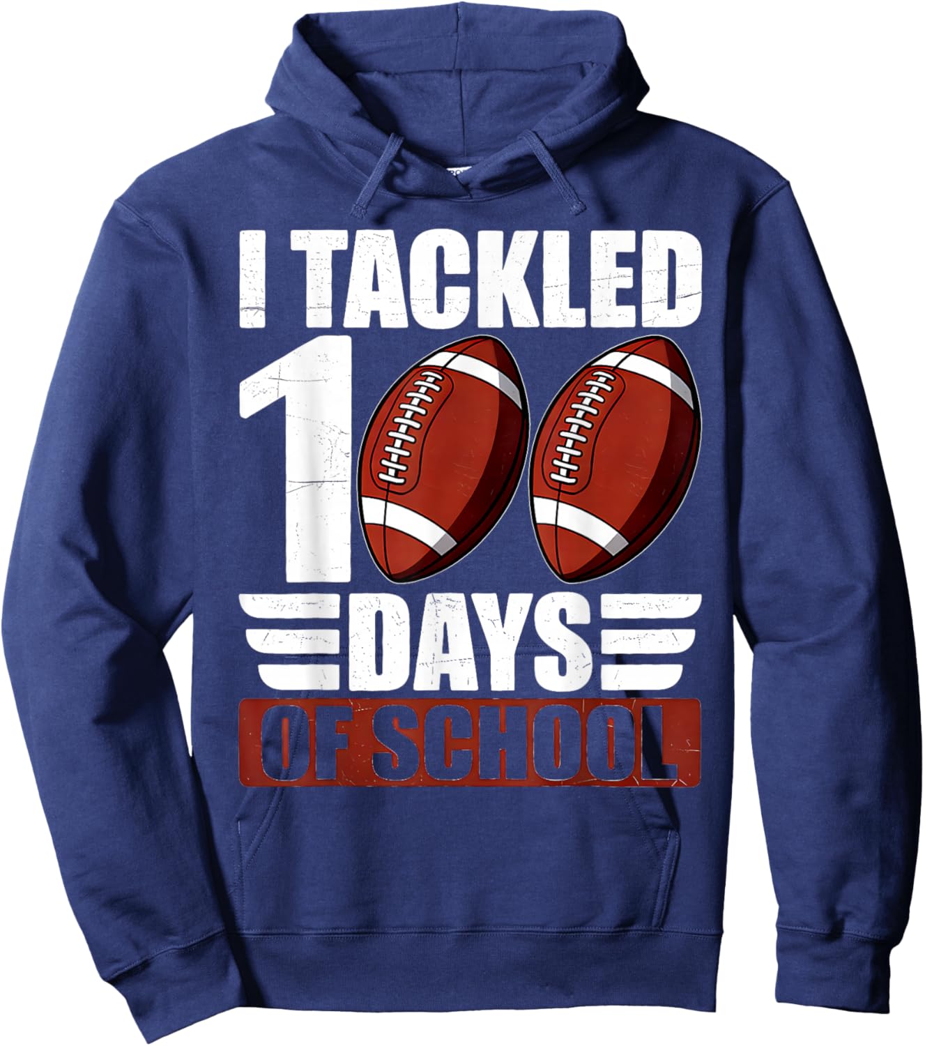 100 Days of School Boys Football 100th Day of School Kids Hoodie - Hoodie | Navy