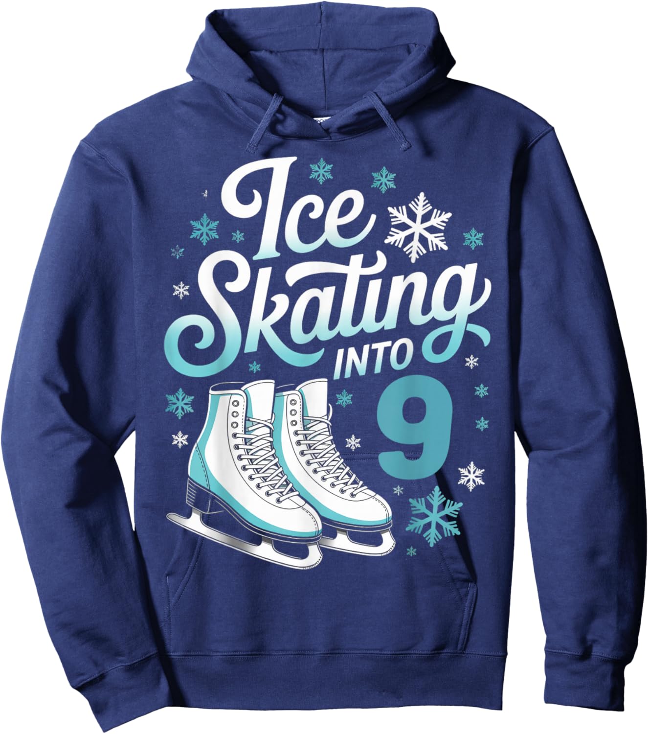 Ice Skating Into 9 Ice Skating 9th Birthday Figure Skating Hoodie - Hoodie | Navy