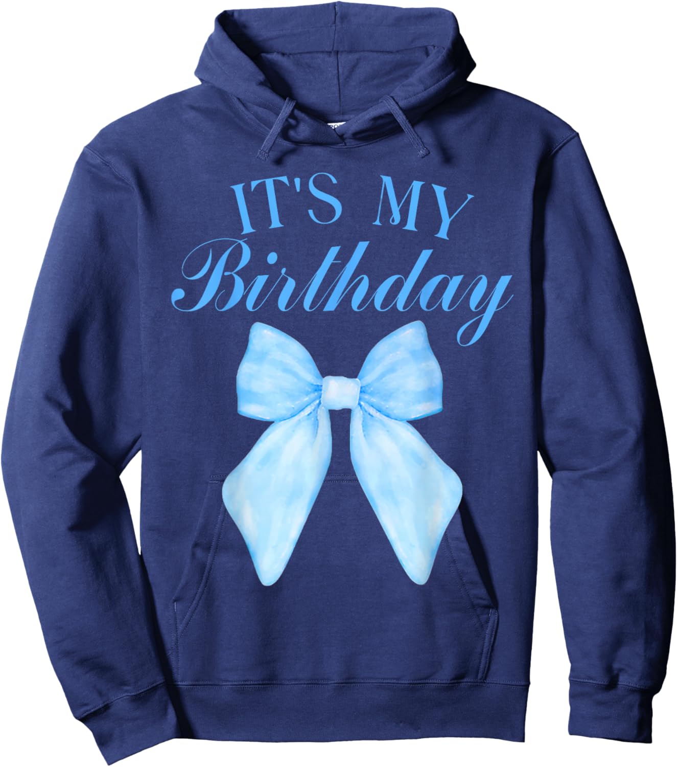 It's My Birthday Coquette Aesthetic Shirt Trendy Blue Bow Hoodie - Hoodie | Navy