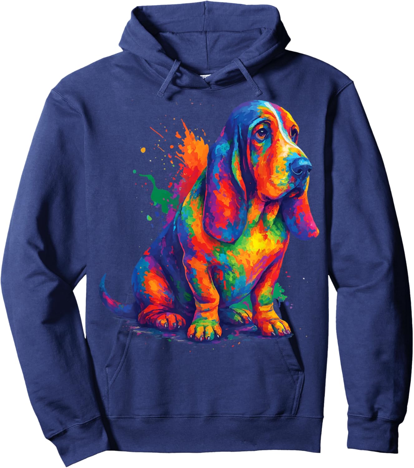 Basset Hound Colorful Hoodie - Hoodie | Navy