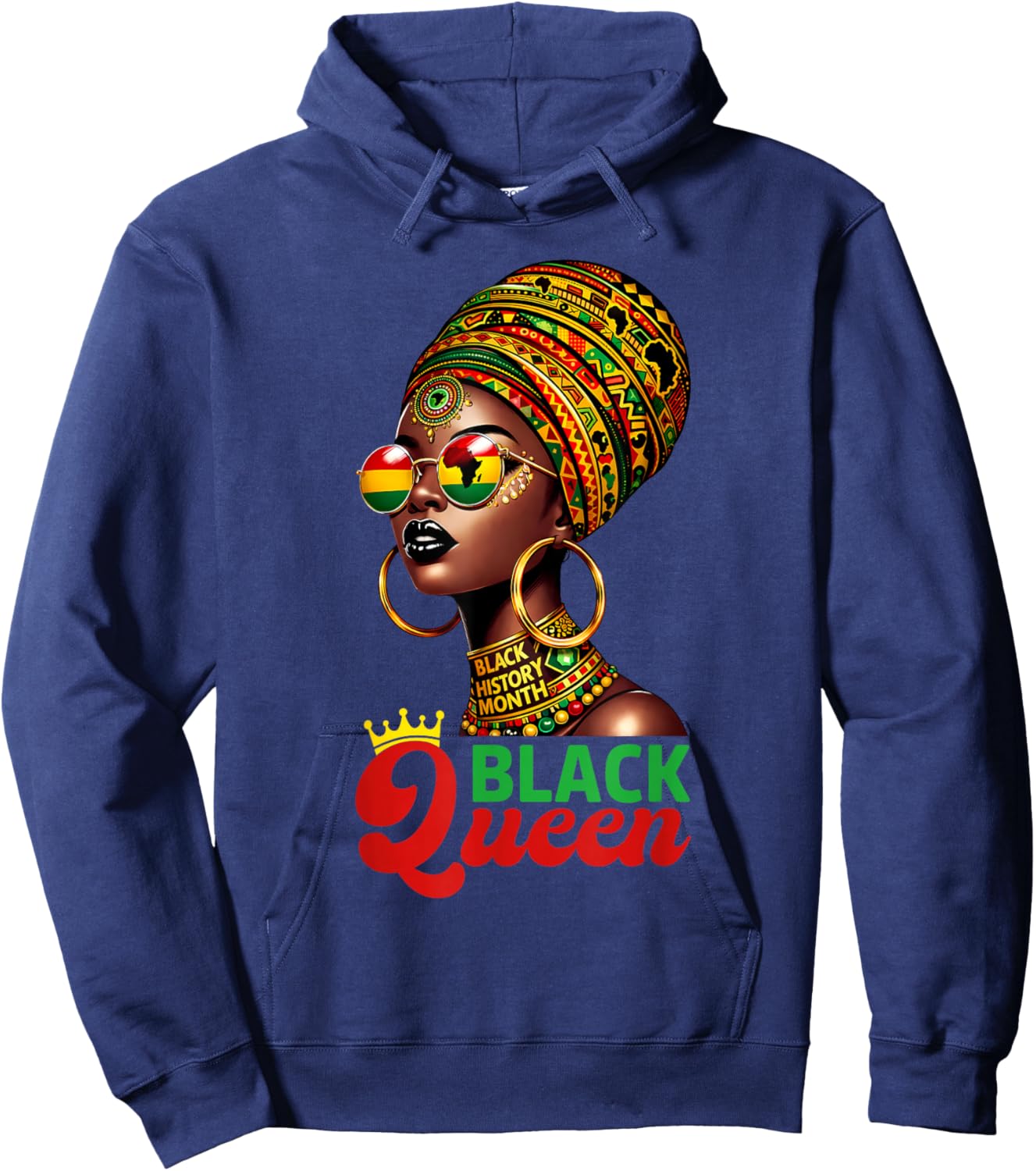Black Queen Black Woman Black History Month African Pride Hoodie - Hoodie | Navy