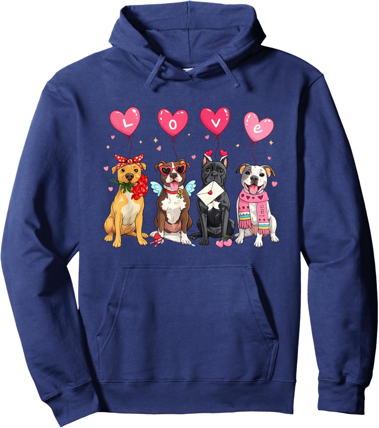 Labrador Valentine’s Dogs Lover Pitbull Day Dog Valentine Hoodie - Hoodie | Navy