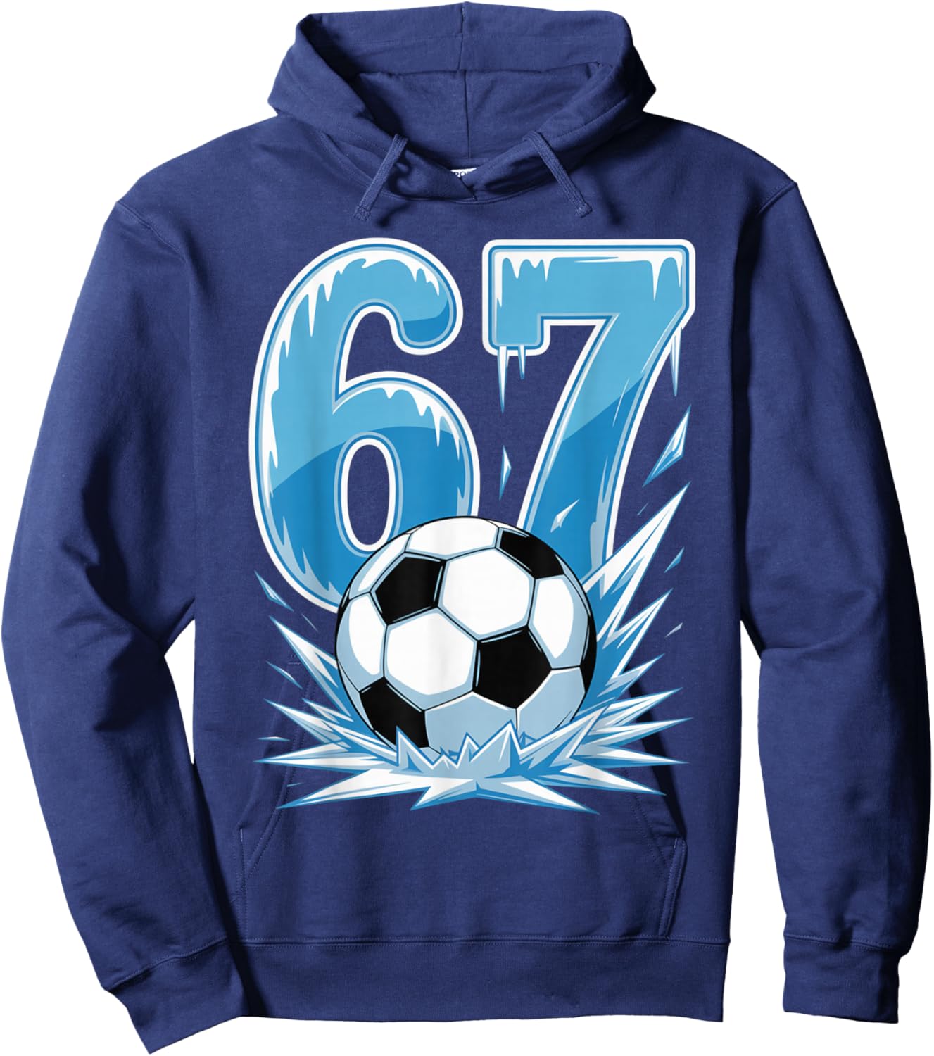Frozen Soccer 67 Ice Sports Number Winter Style Hoodie - Hoodie | Navy