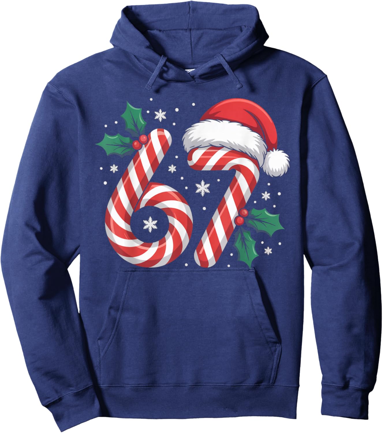 Christmas Candy Cane 67 Meme Funny Boys Girls Hoodie - Hoodie | Navy