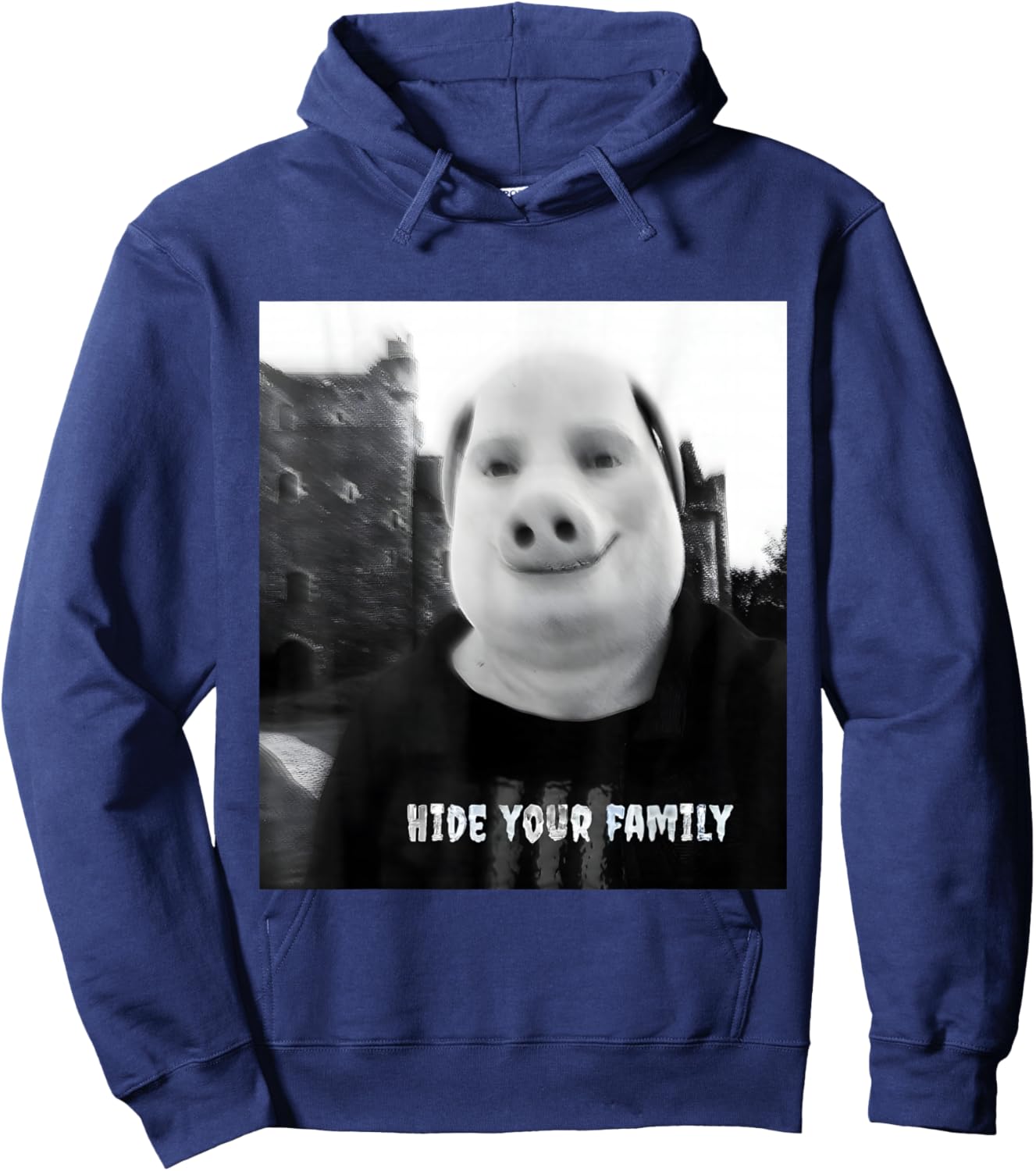 John Pork Calling Viral Meme Funny Brainrot Hide Your Family Hoodie - Hoodie | Navy