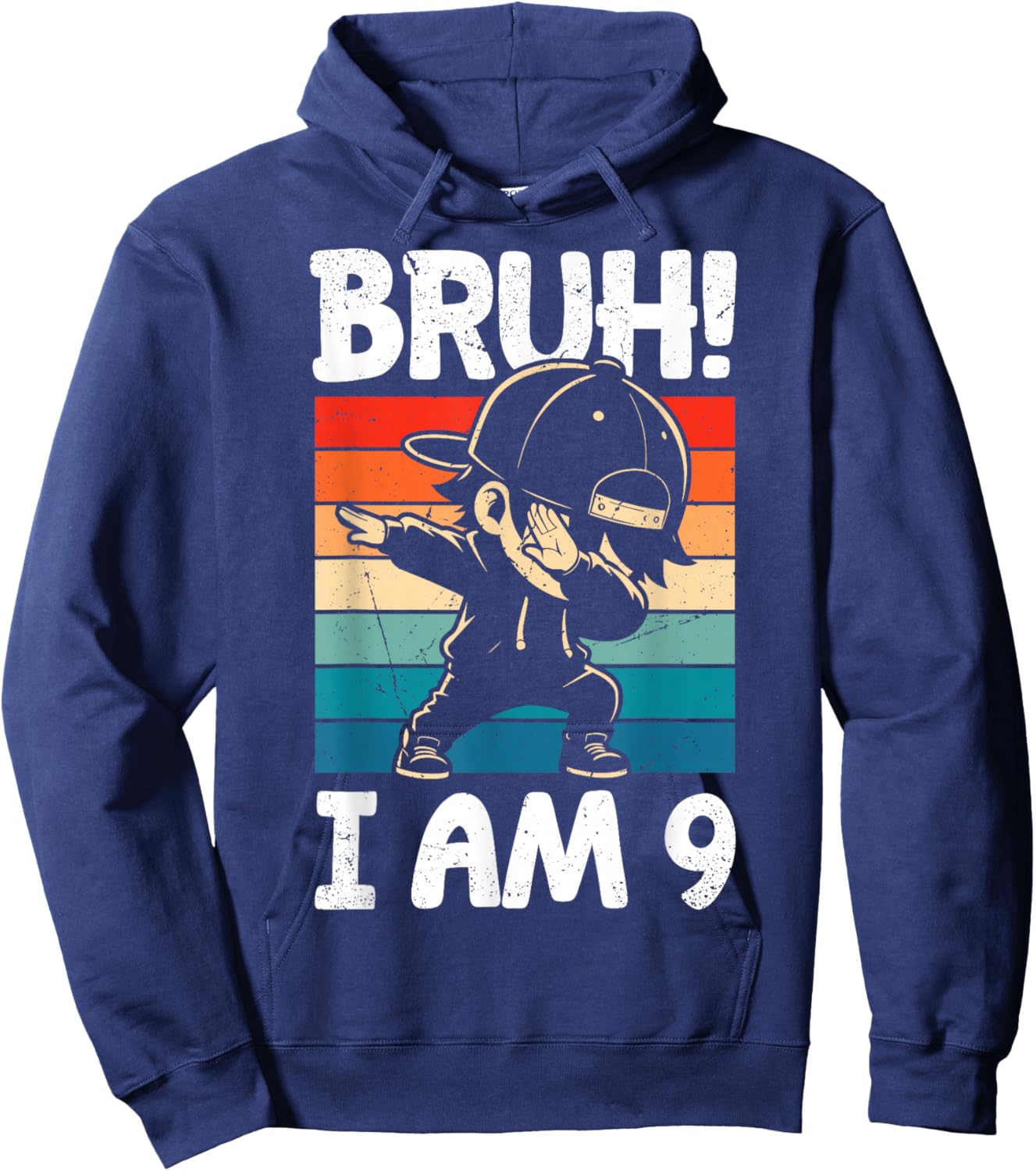 Bruh I Am 9 Year Old Dabbing Boy 9th Birthday Decorations Hoodie - Hoodie | Navy